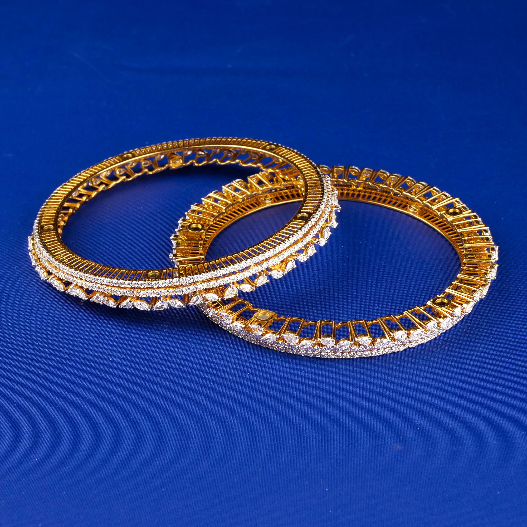 18K YG Diamond Bangles Set of Two can be worn as one