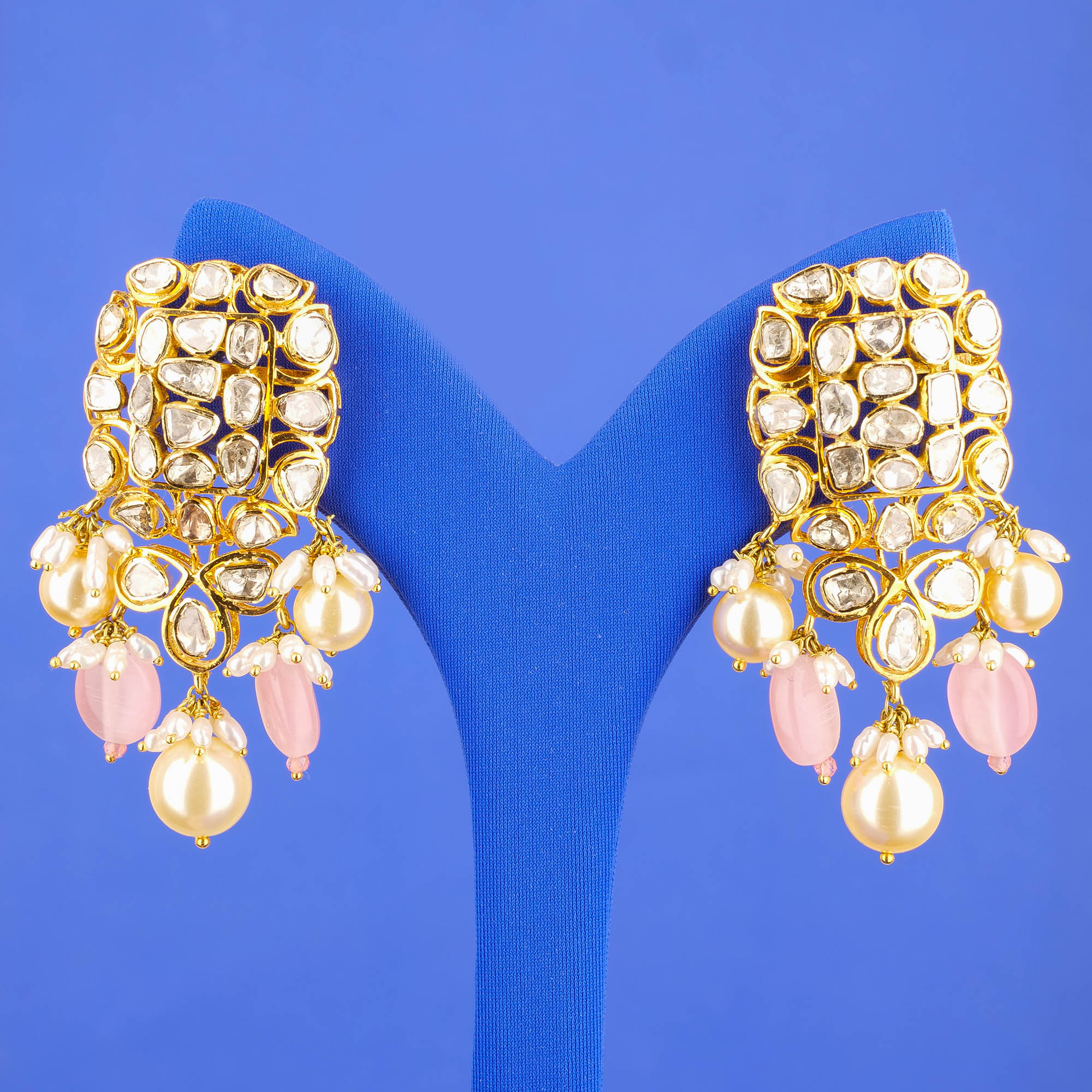 18K Polki Diamond Earrings w/ Tourmaline