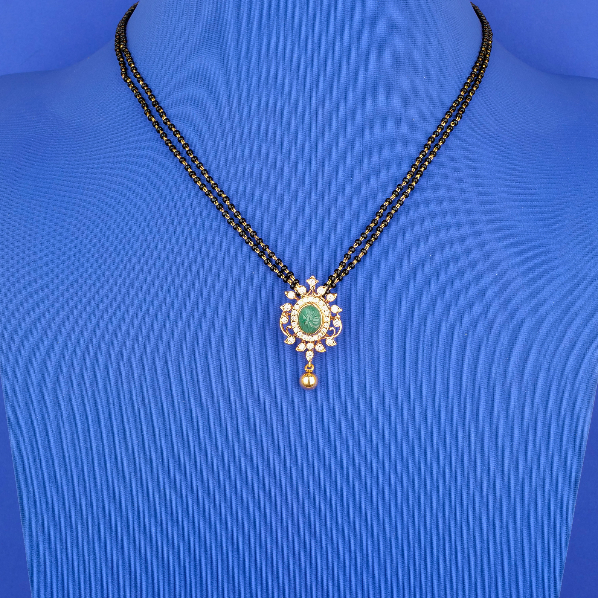 18K RG/YG Diamond Emerald Mangalsutra Necklace