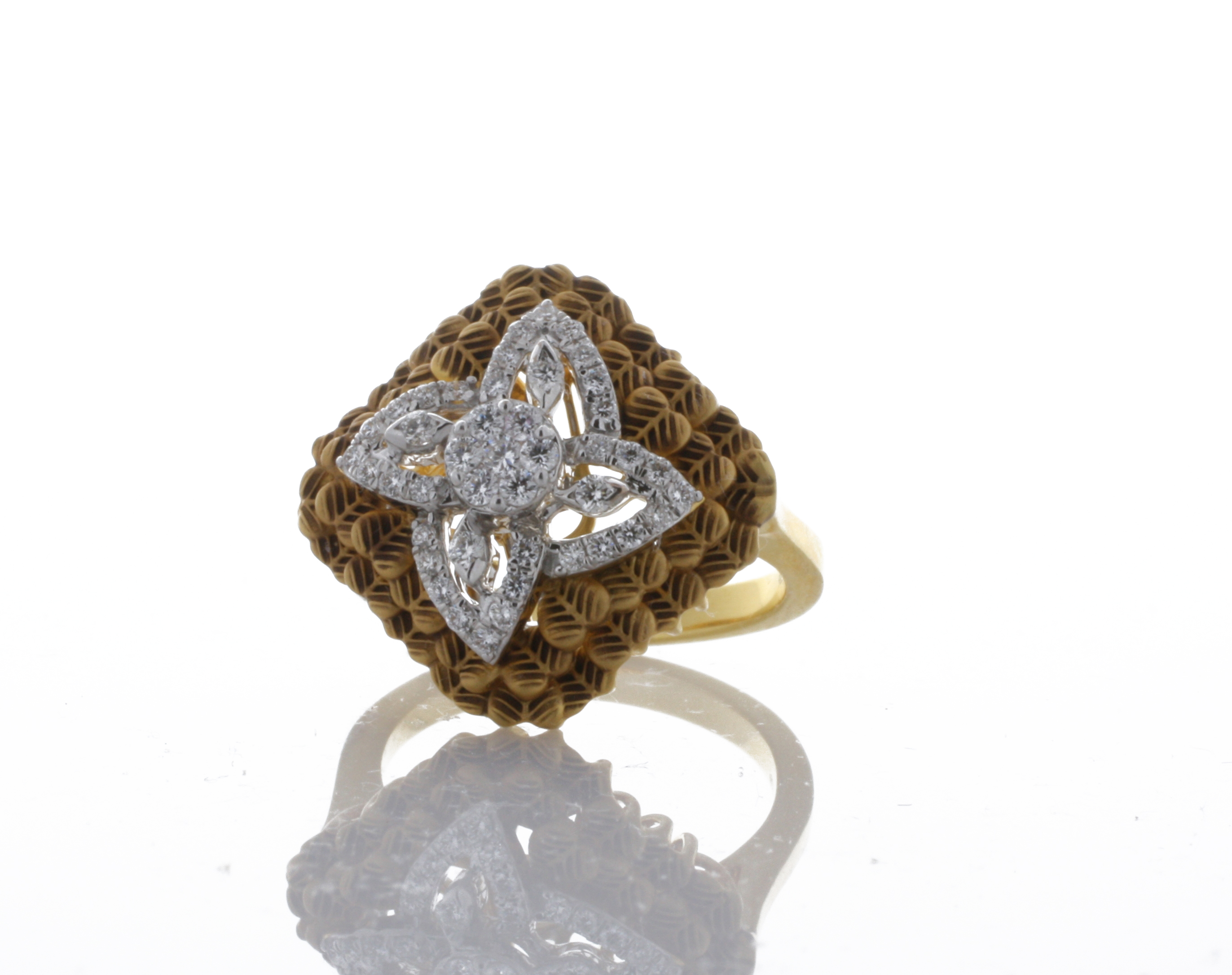 Harmony of Gold: Handmade 18K Yellow/White Gold Diamond Ring