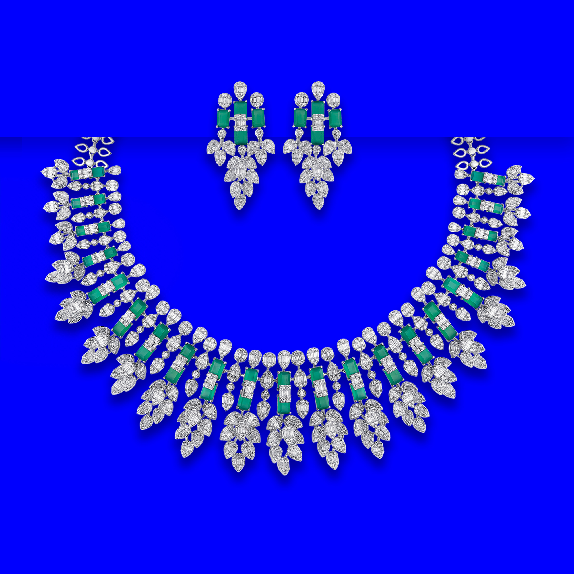 18K WG Diamond Necklace and Earring Set