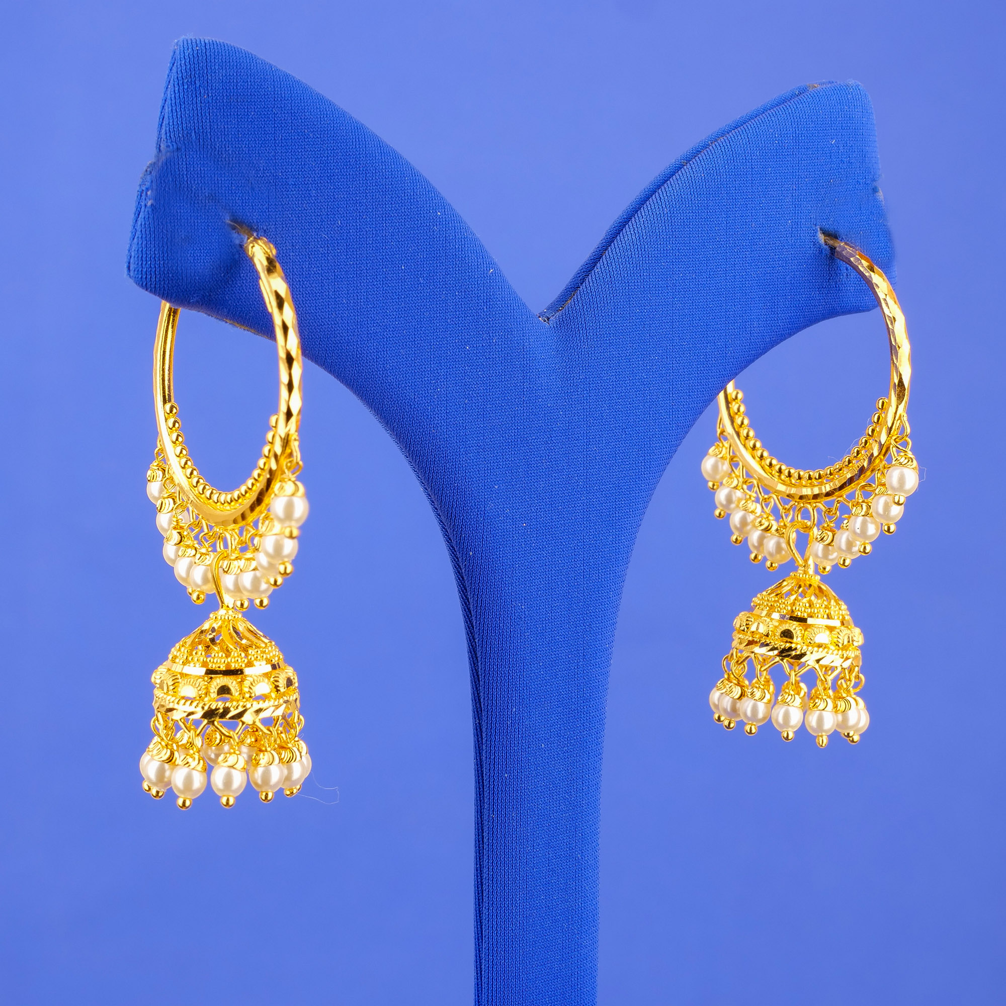 22K Gold Pearl 'Jhumka' Bali Earrings