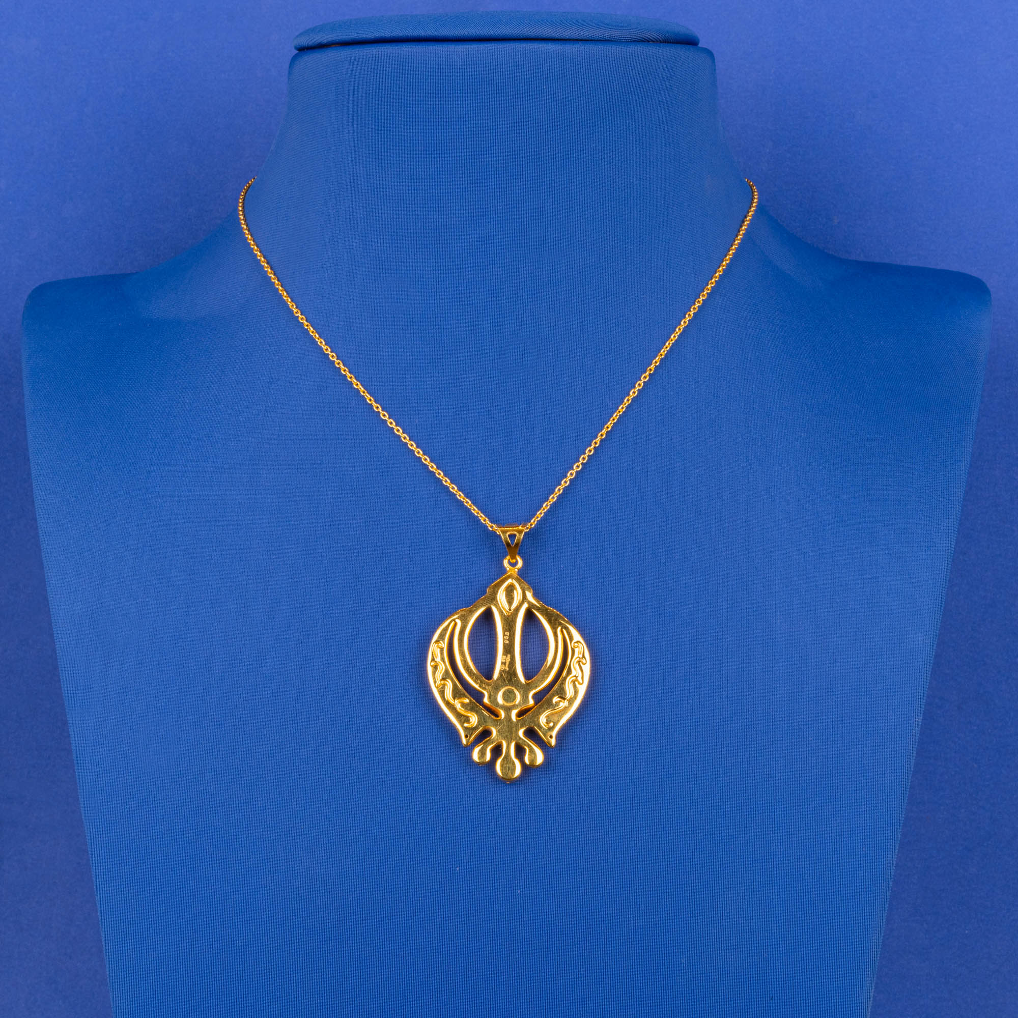 Glowing Grace: Handmade 22K Yellow Gold Sikh Khanda Pendant with Exquisite Craftsmanship (chain not included)