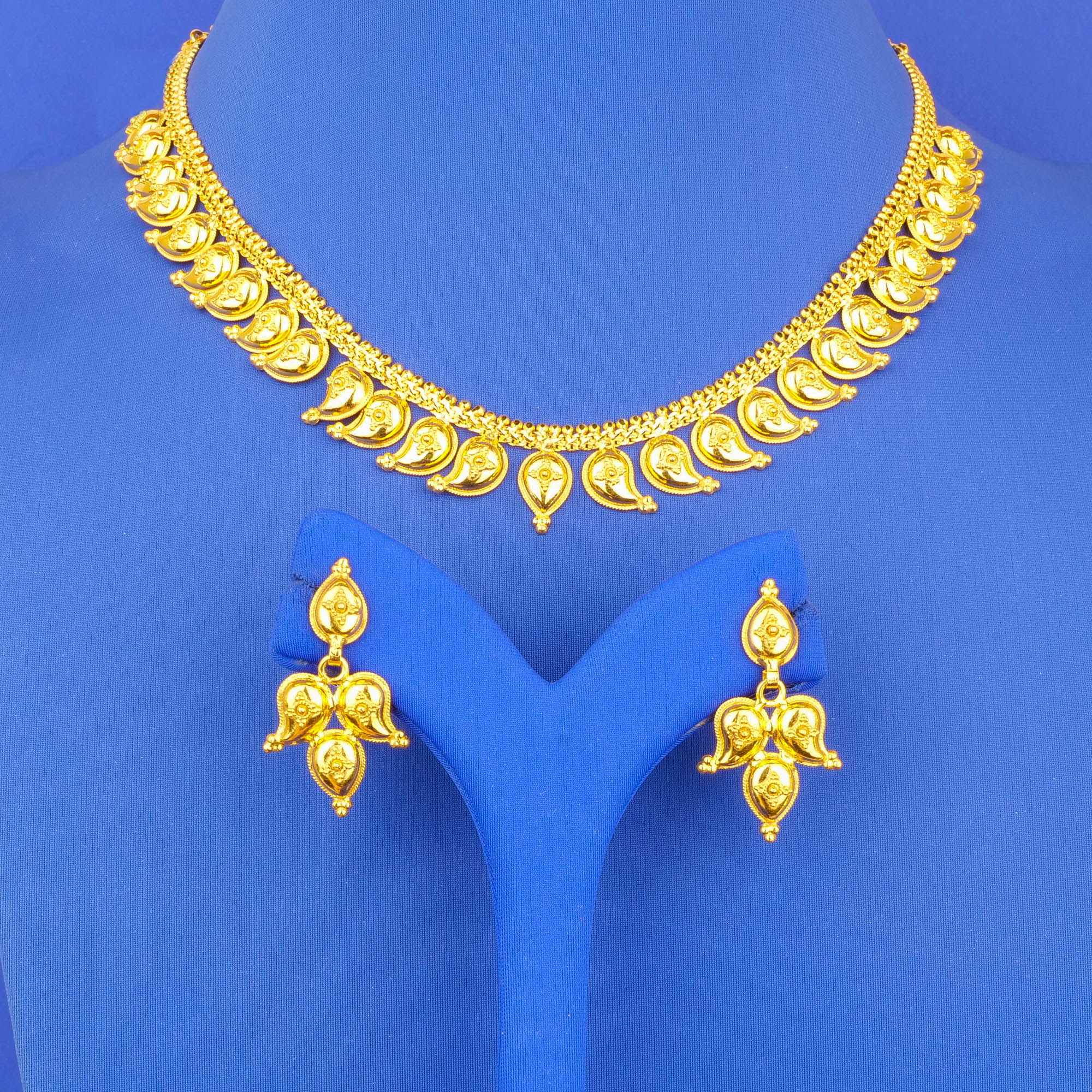 22K Gold Necklace Earring Set (MM)