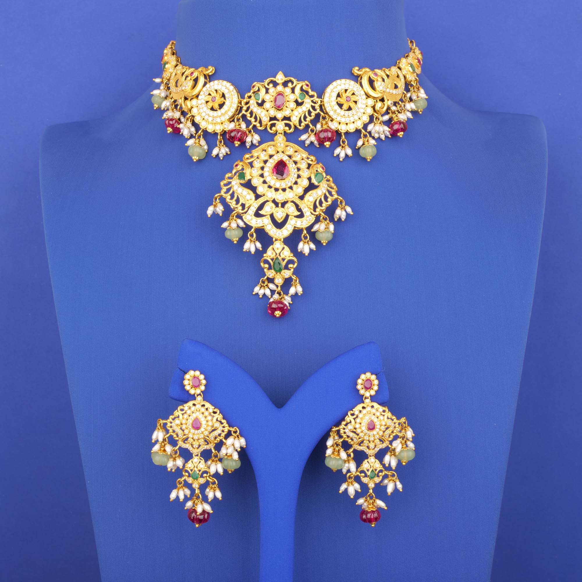 22K 'Antique' Pearl CS Necklace Earring Set