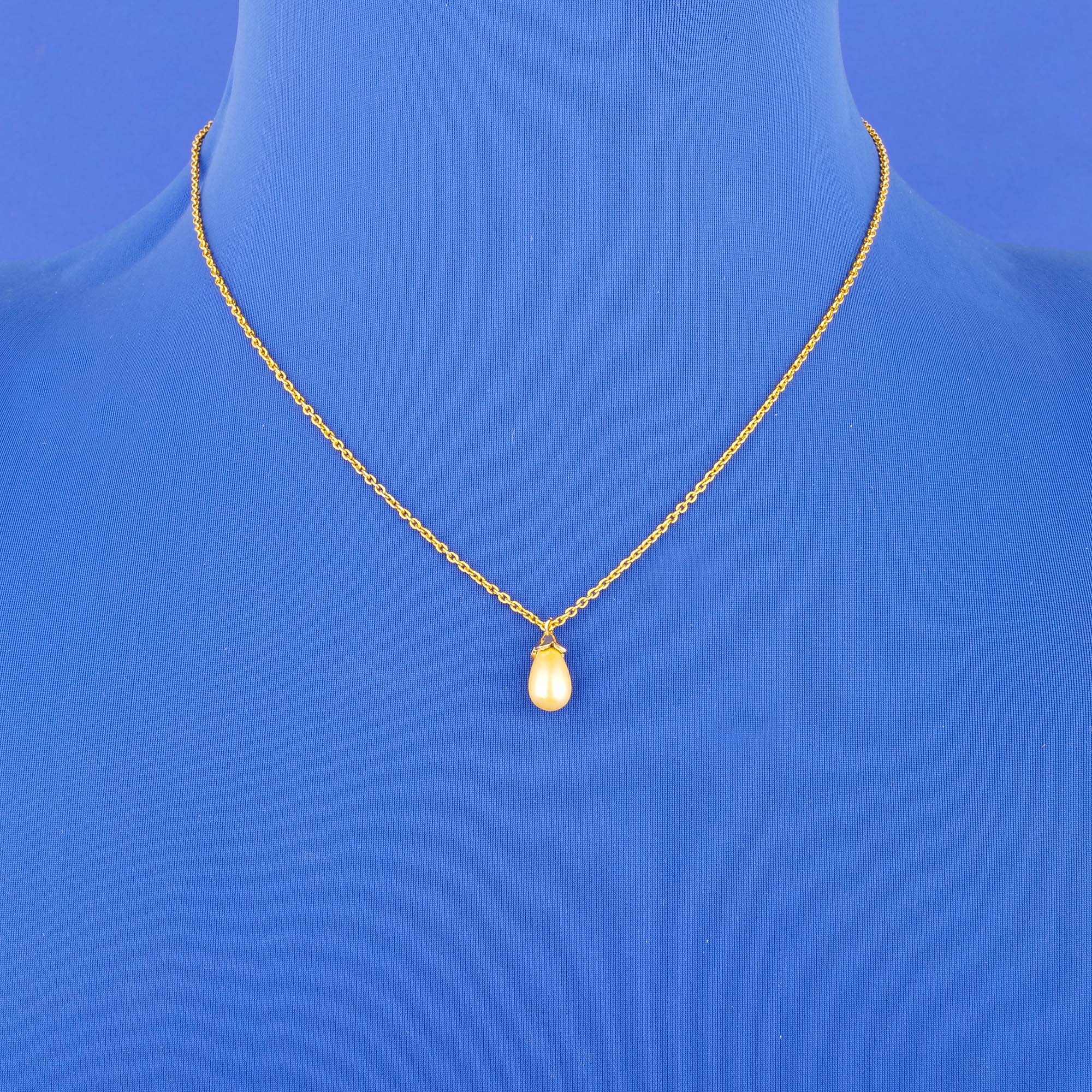 18K Yellow Gold Pearl Necklace/Chain