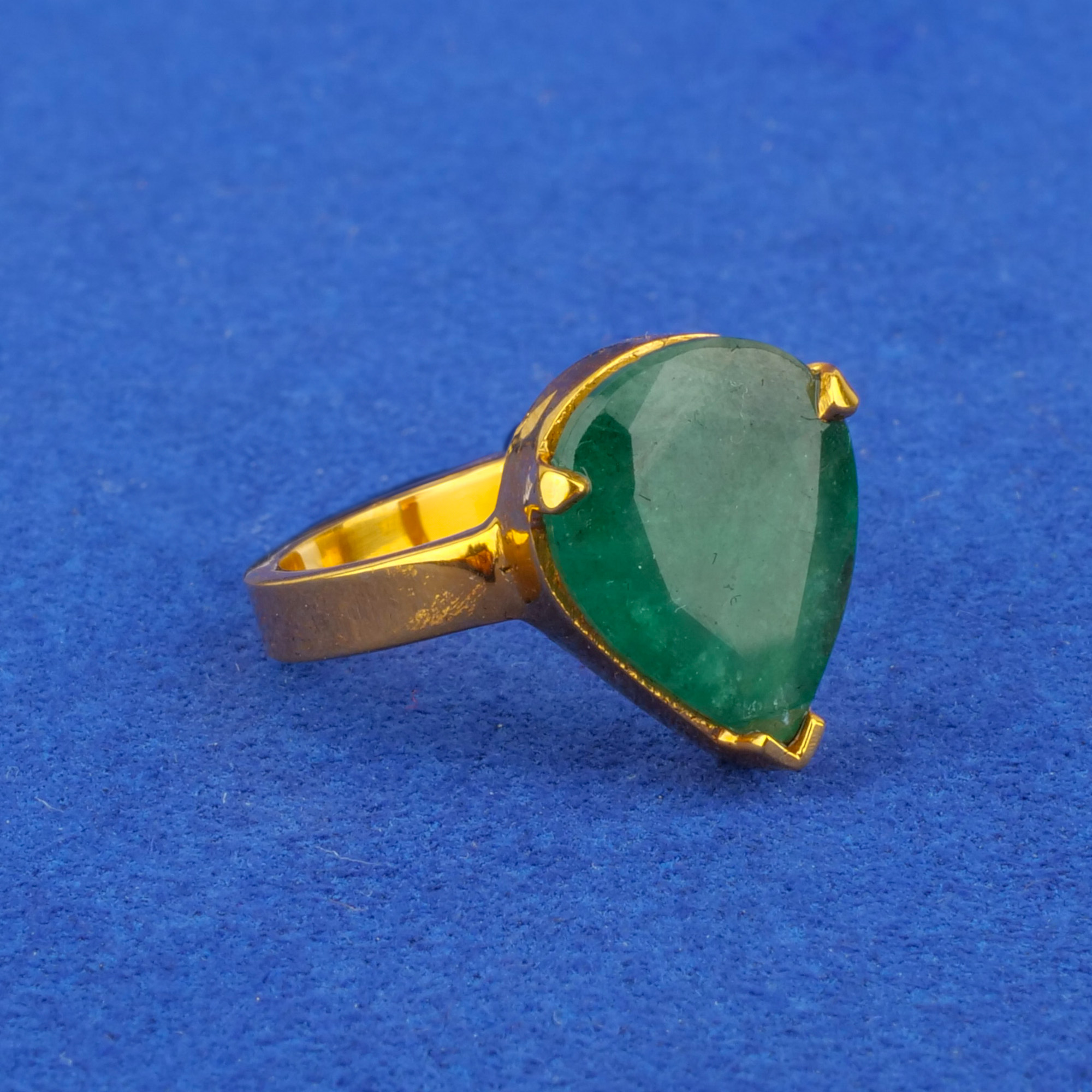 Twenty-Two Karat Gold Emerald Astrological Ring