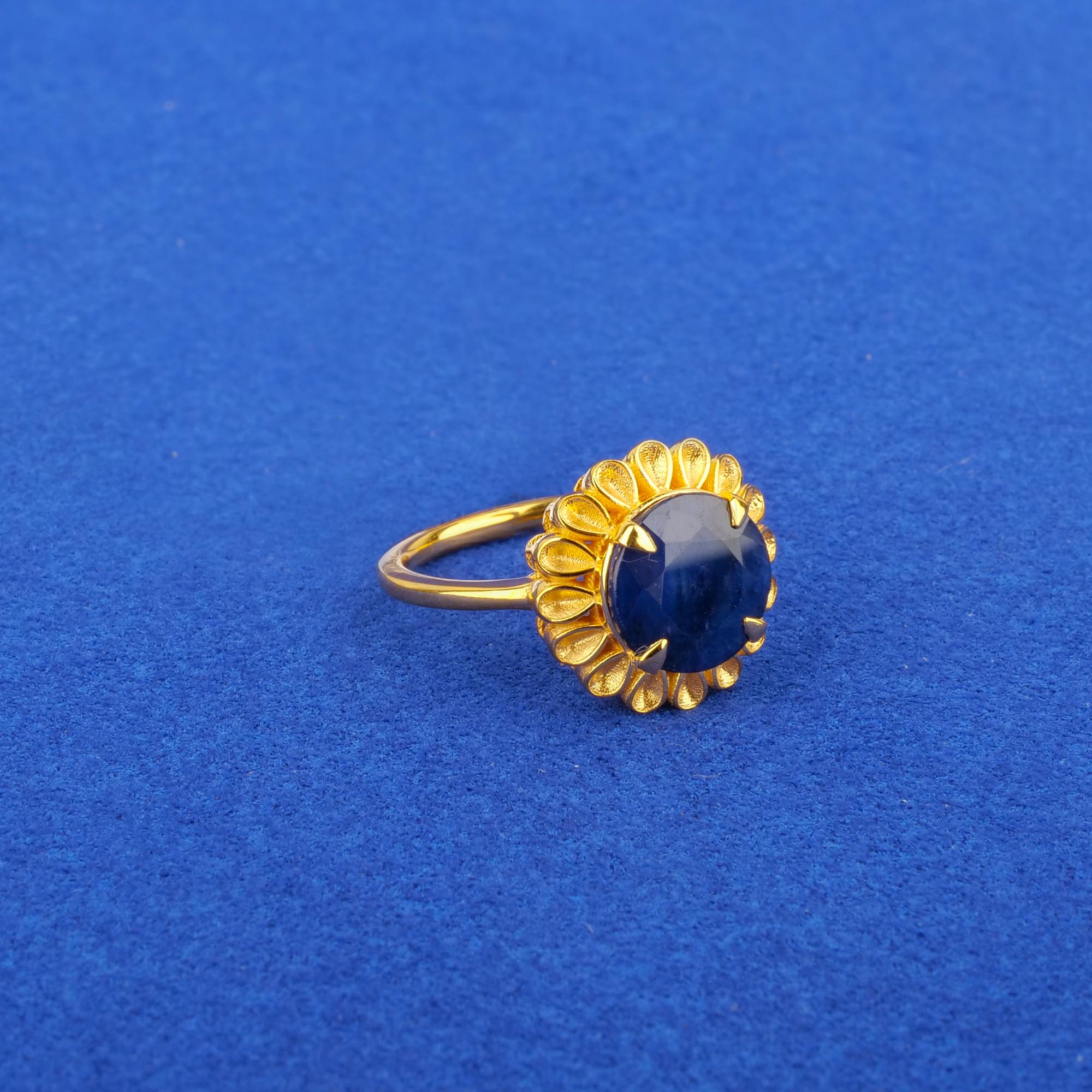 Twenty-Two Karat Blue Sapphire Astrological Ring