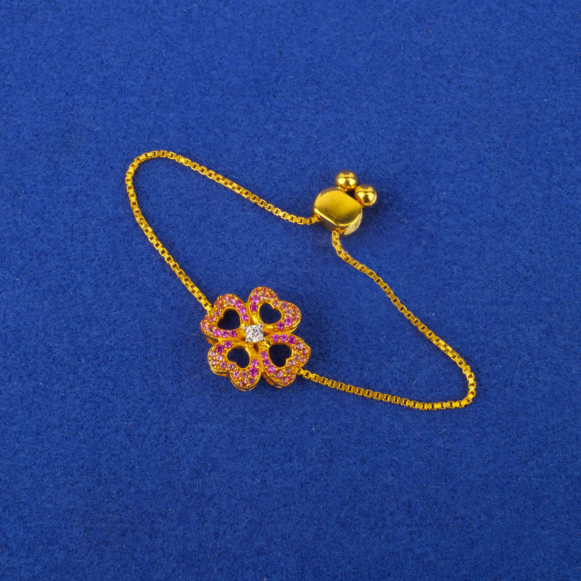 Twenty-Two Karat Baby Gold Cubic Zirconia/Colored Stone 'Adjustable' Bracelet