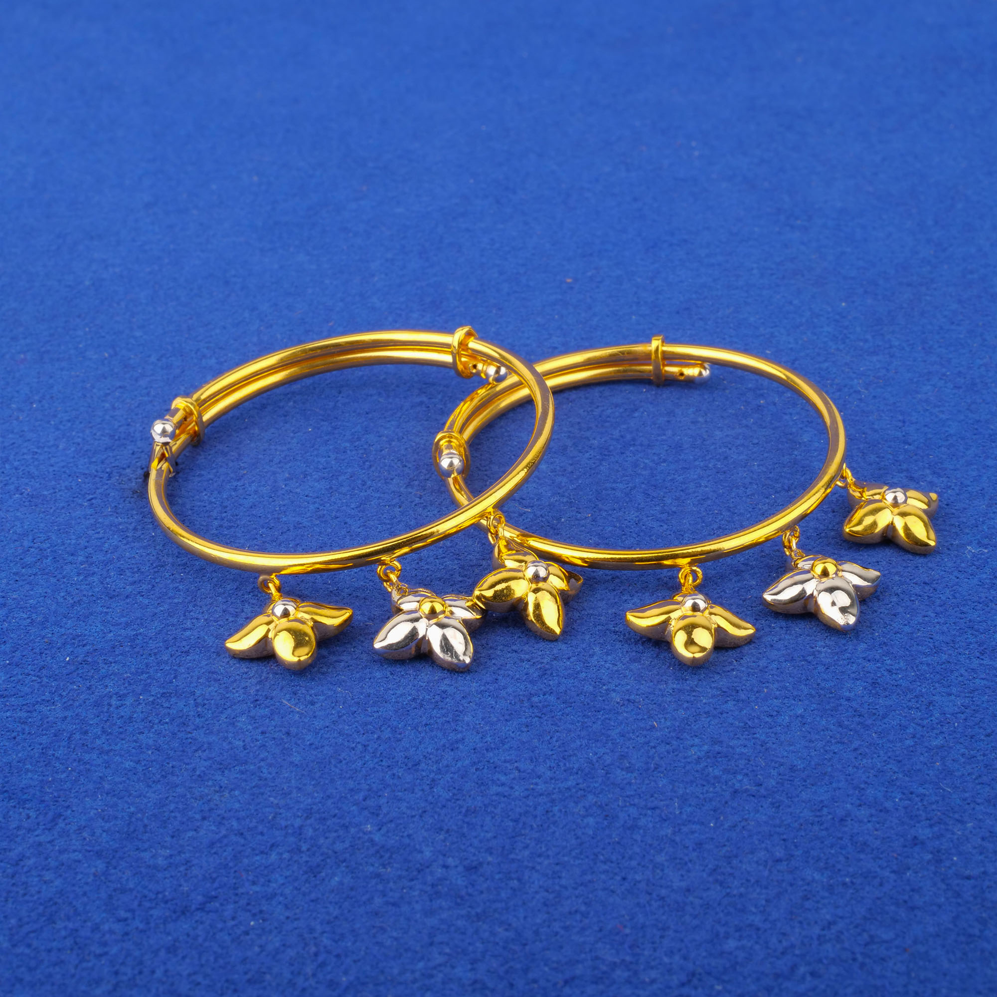 Twenty-Two Karat Baby Two-Tone Gold 'Adjustable' Bangles