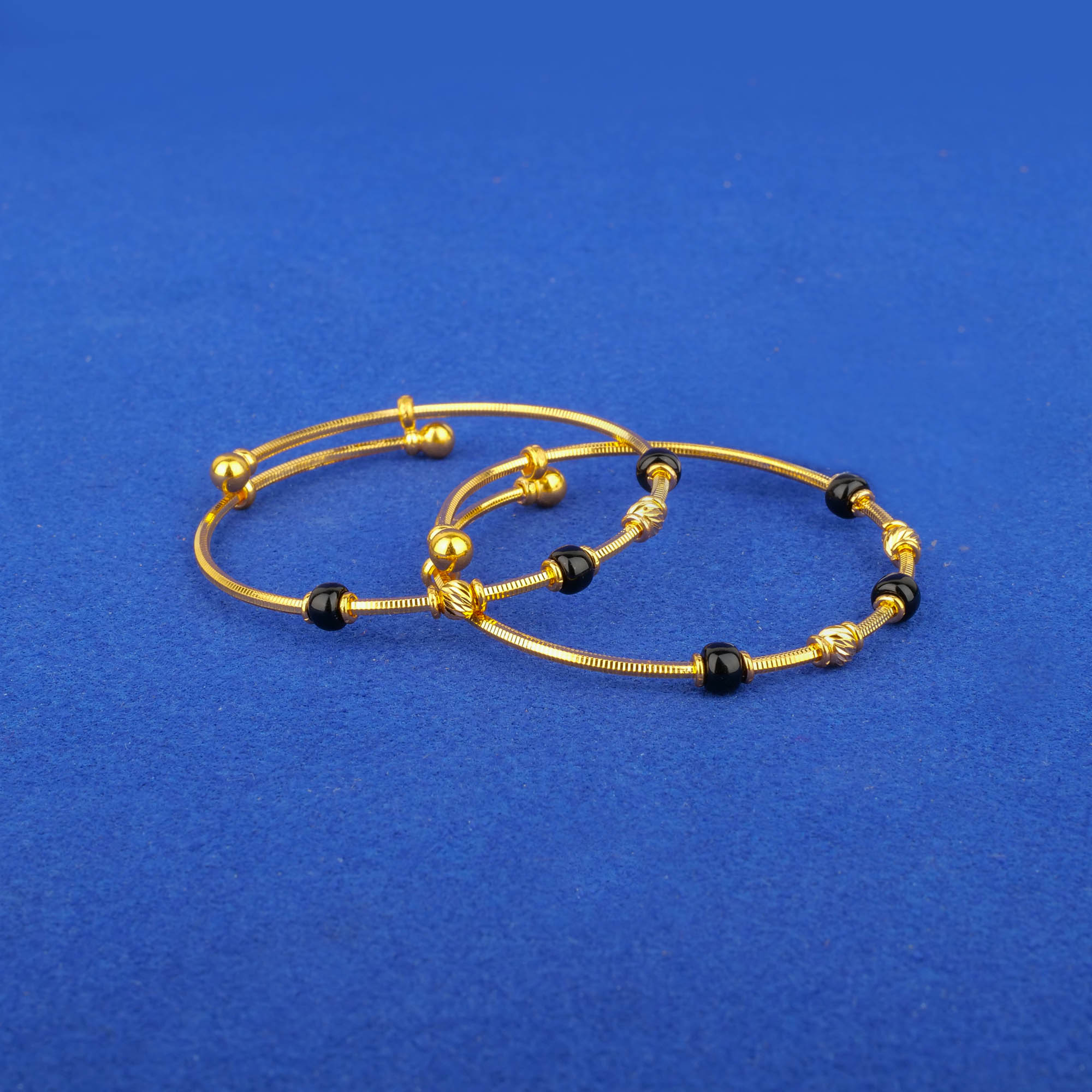 22K Baby Gold Blackbead 'Adjustable' Bangles