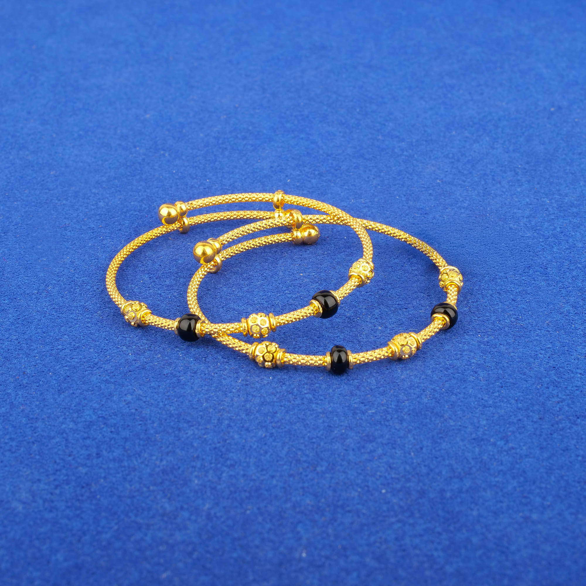 22K Baby Gold Blackbead 'Adjustable' Bangles