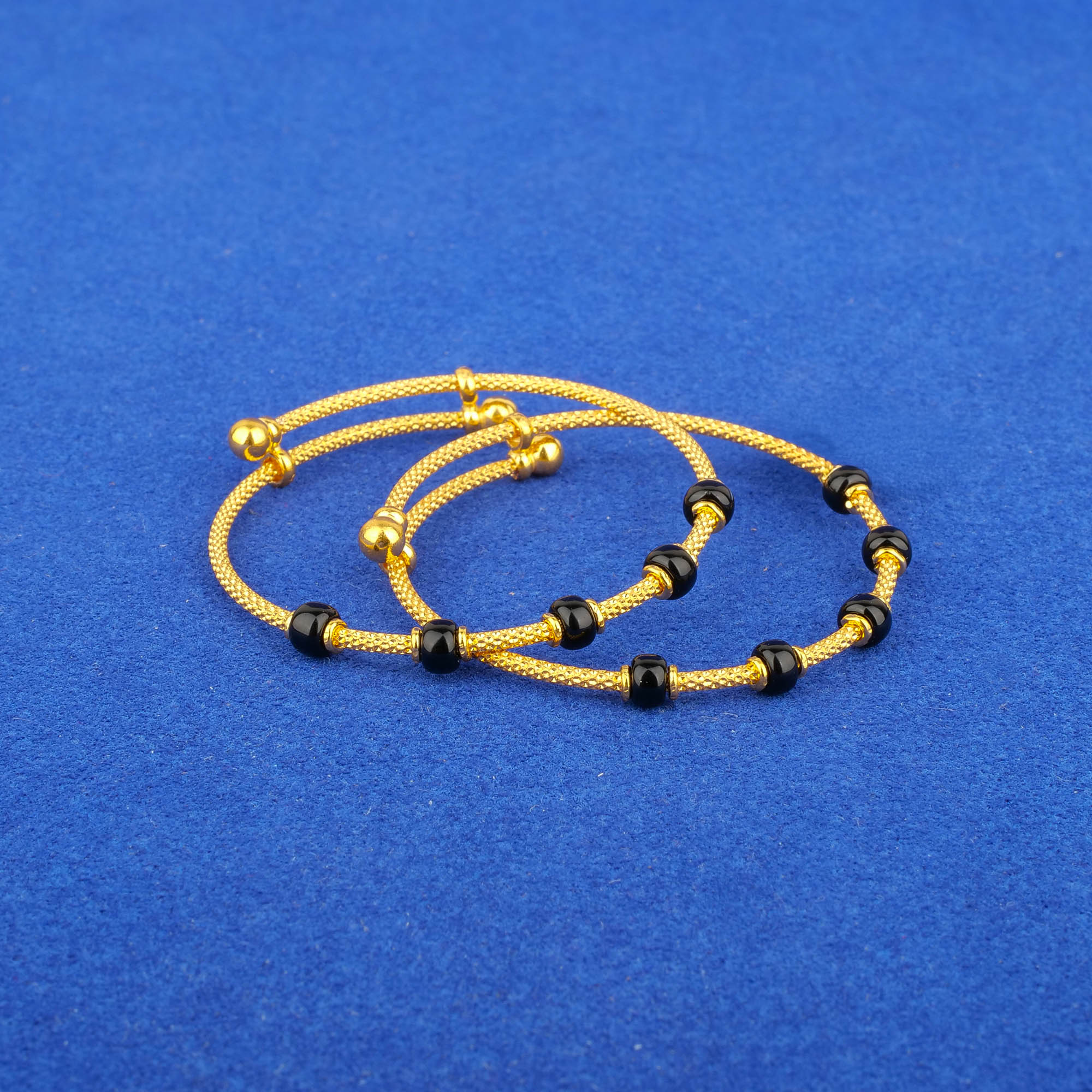 22K Baby Gold Blackbead 'Adjustable' Bangles