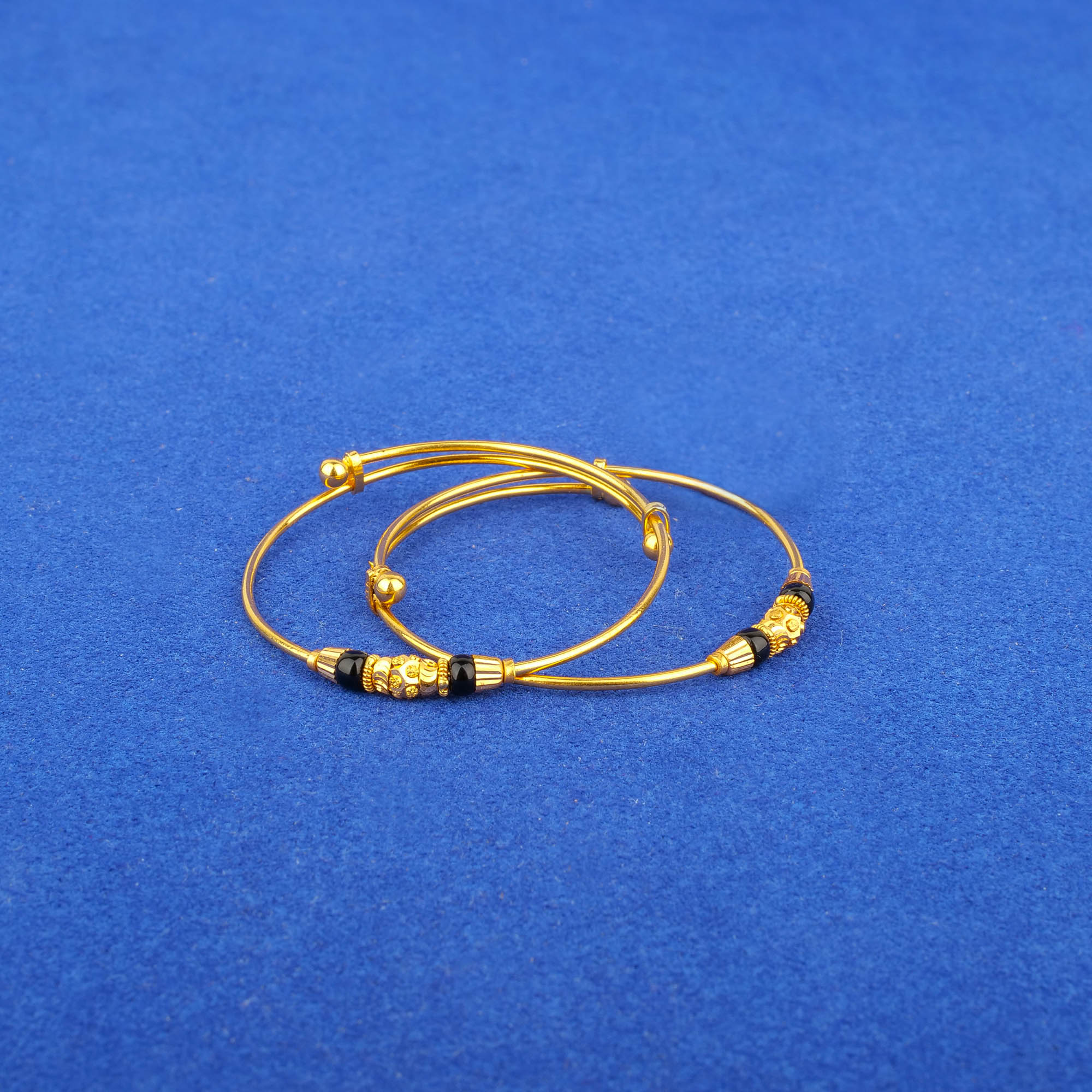 22K Baby Gold Blackbead 'Adjustable' Bangles