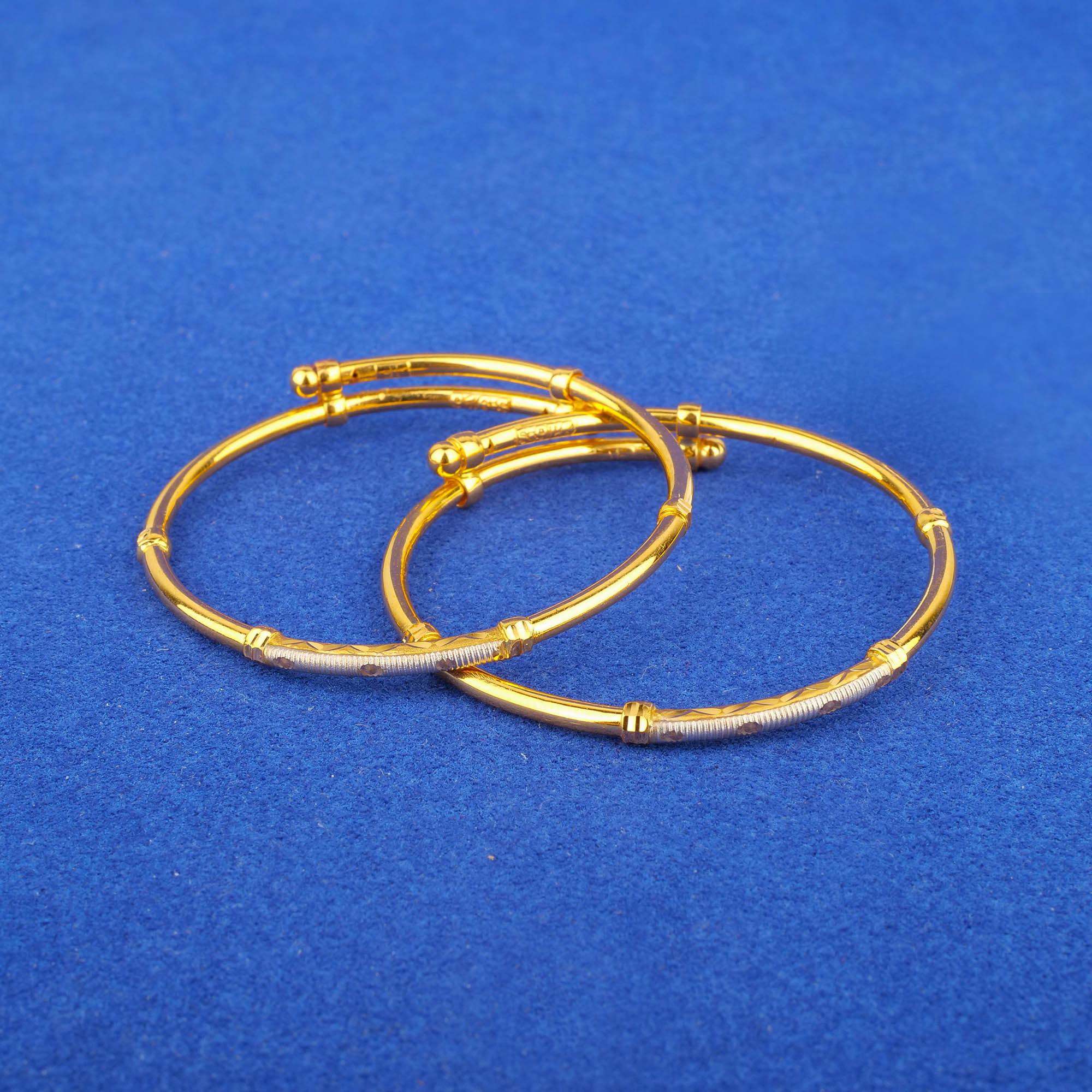 22K Baby Two-Tone Gold 'Adjustable' Bangles