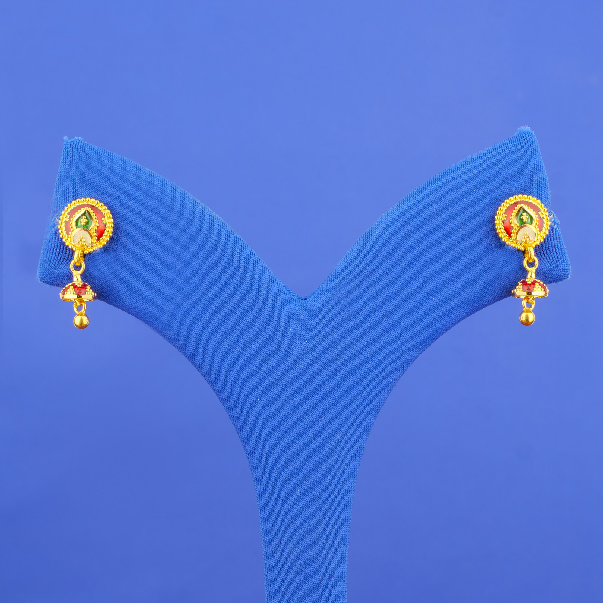 Twenty-Two Karat Baby Minakari Gold 'Drop' Earrings