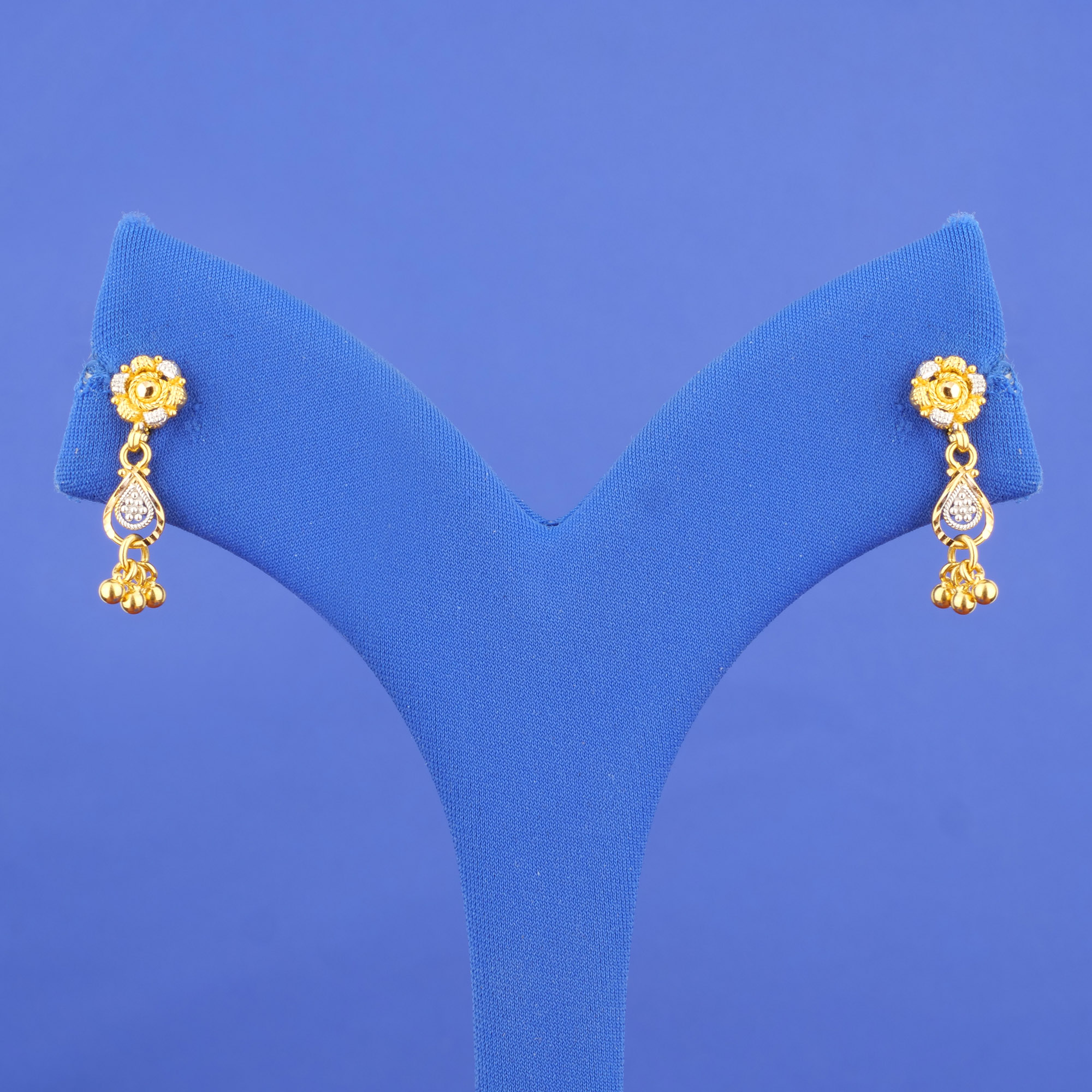Twenty-Two Karat Baby Two-Tone Gold 'Drop' Earrings