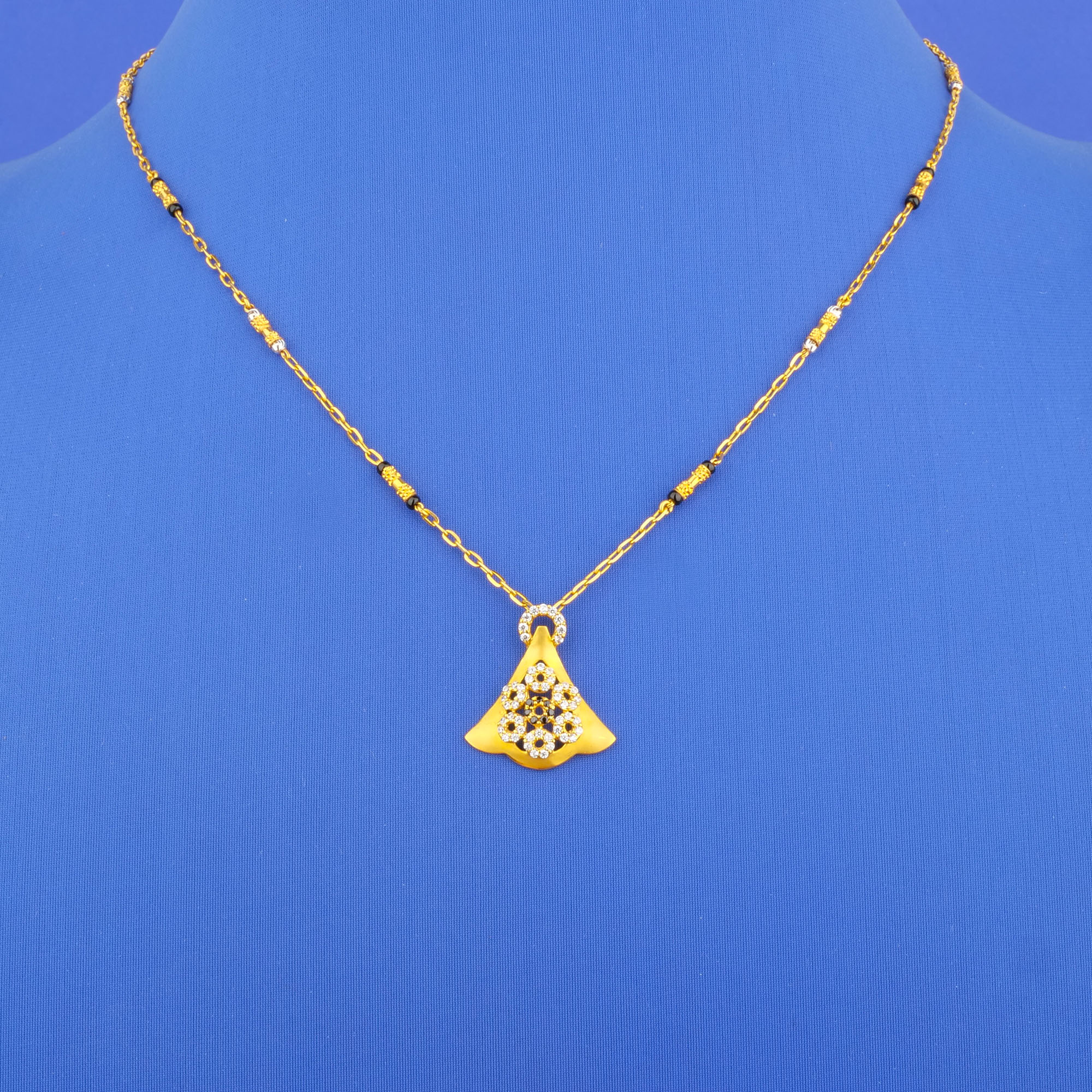 22K Two-Tone Cubic Zirconia Mangalsutra Necklace