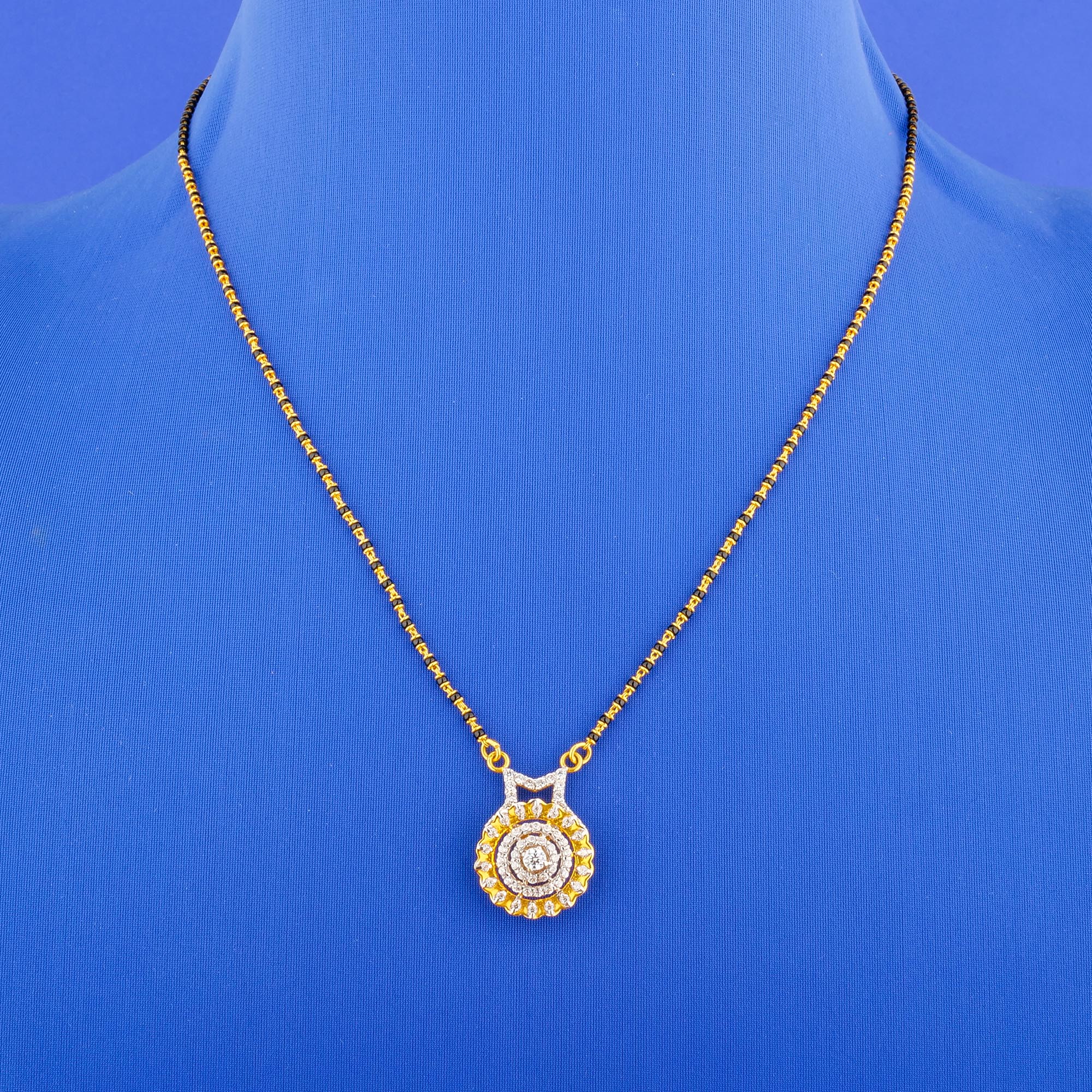 22K Two-Tone Cubic Zirconia Mangalsutra Necklace