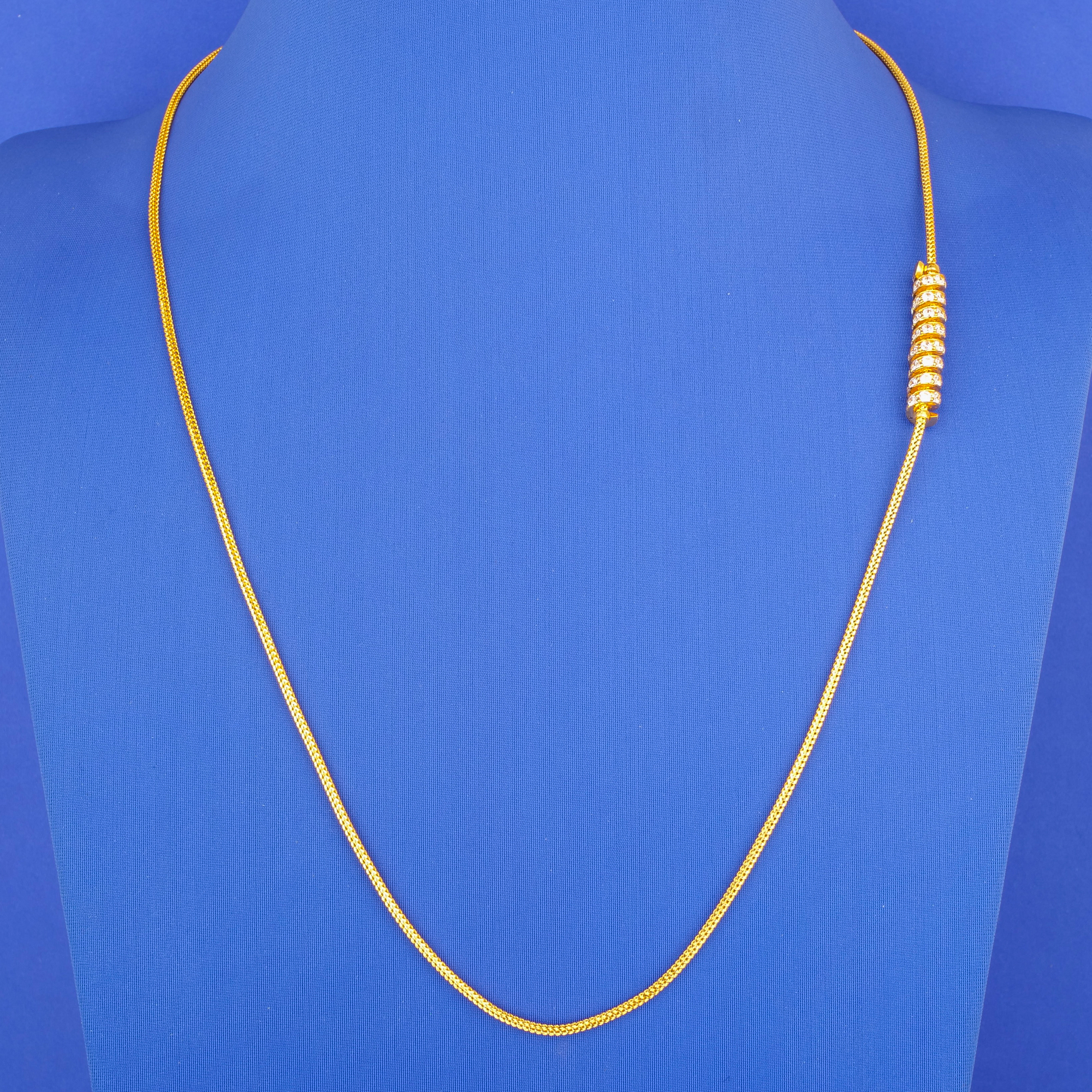 22K Gold Cubic Zirconia 'Side Pendant' Chain