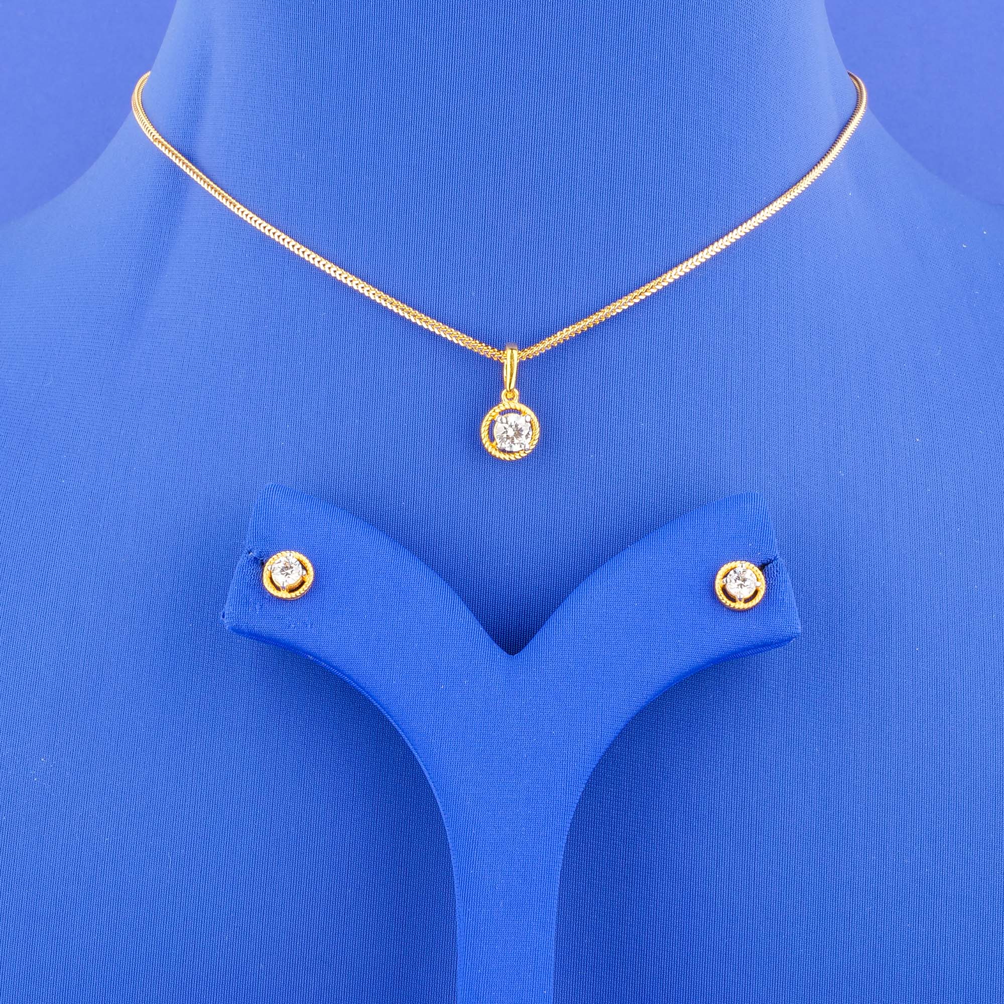 22K Gold Cubic Zirconia Pendant and Earring set (chain not included)