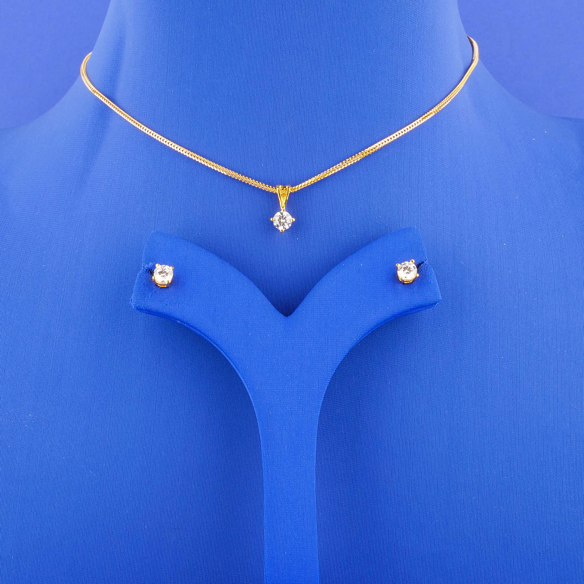 22K Gold Cubic Zirconia Pendant and Earring set (chain not included)