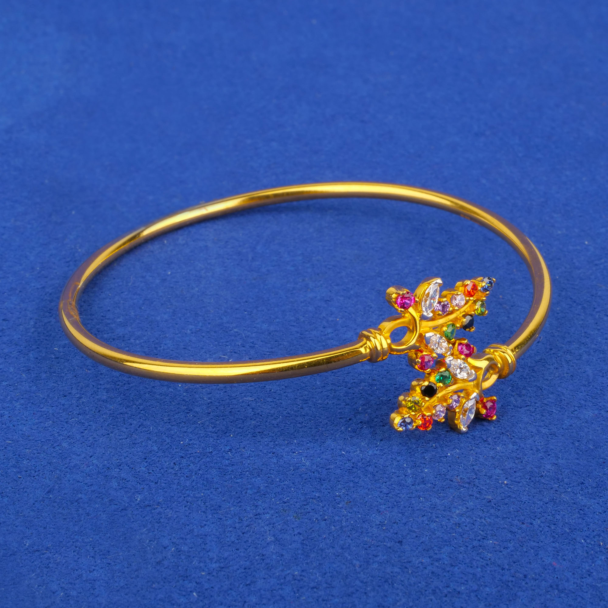 22K Gold Cubic Zirconia/Colored Stone Bangle/Bracelet