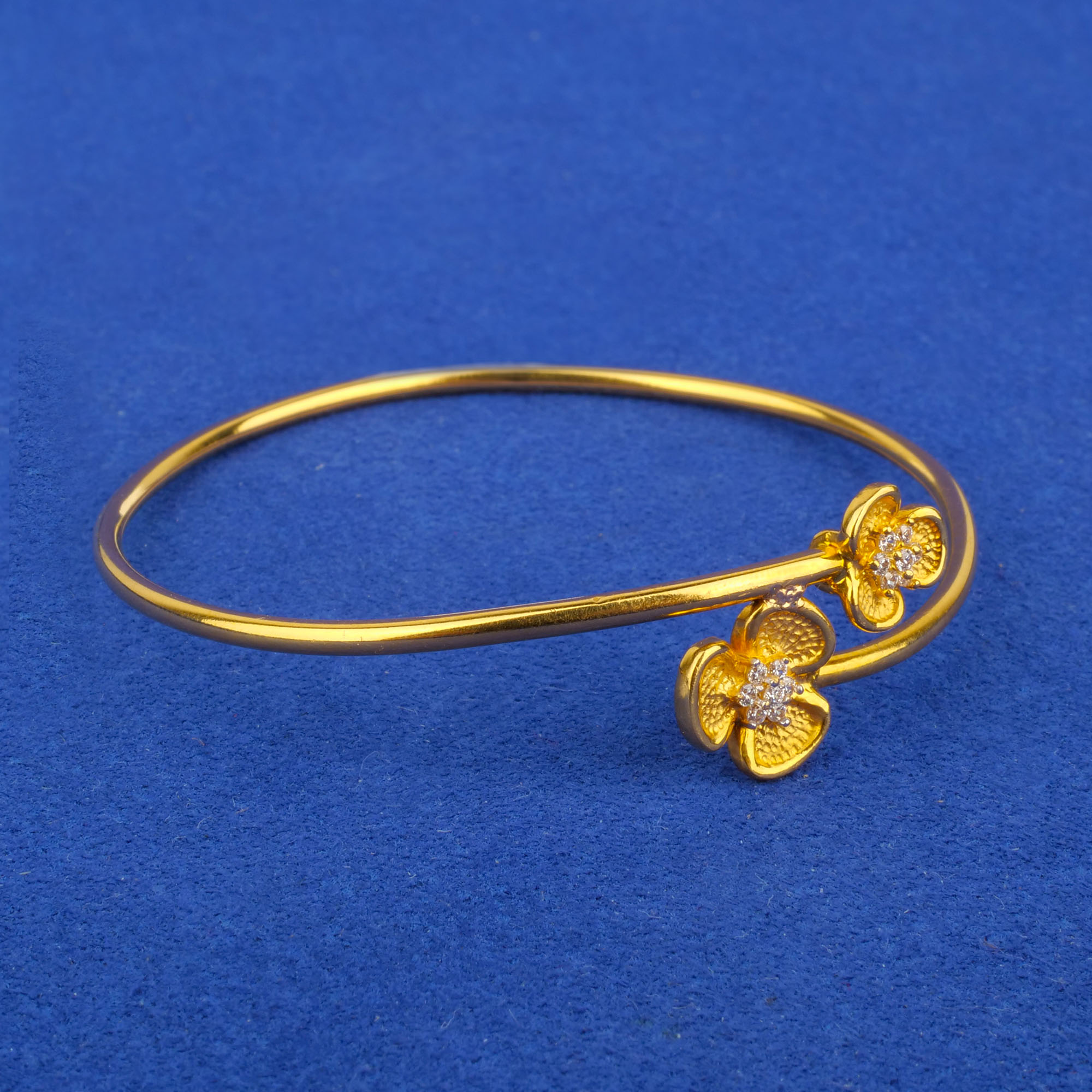 22K Two-Tone Gold Cubic Zirconia Bangle/Bracelet