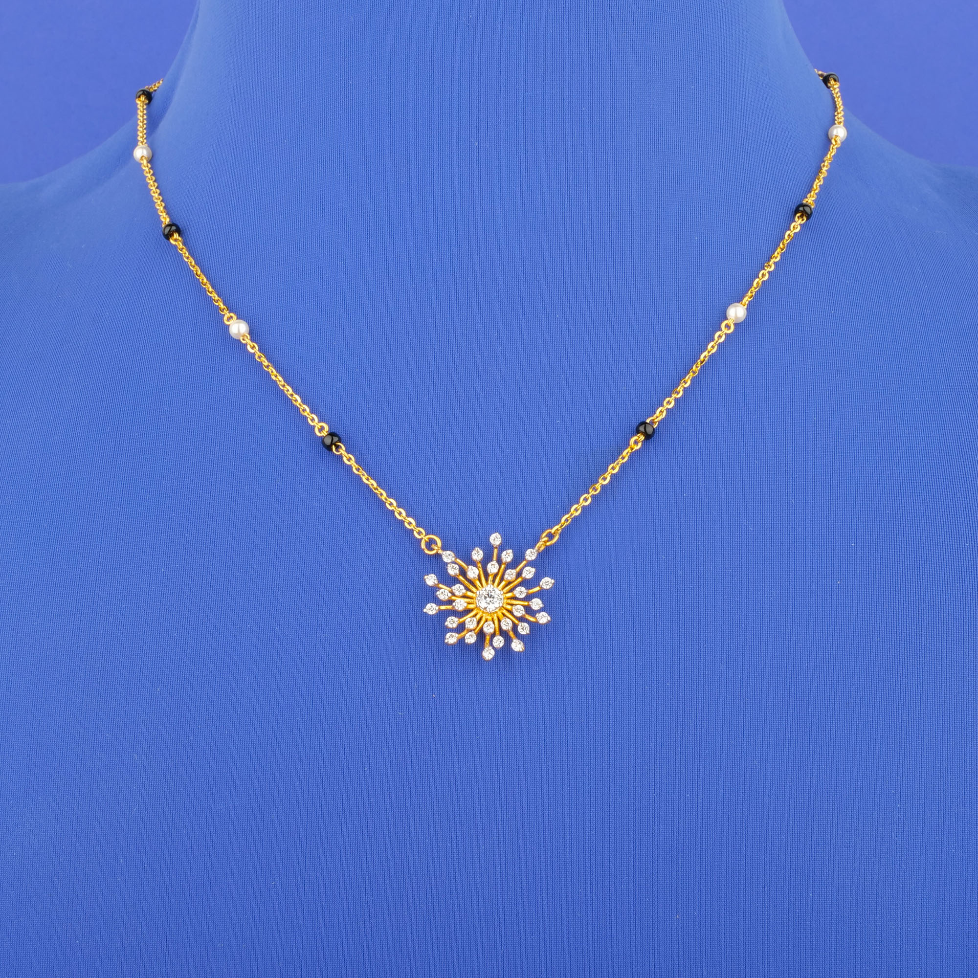 22K Gold Mangalsutra Pearl Cubic Zirconia Necklace