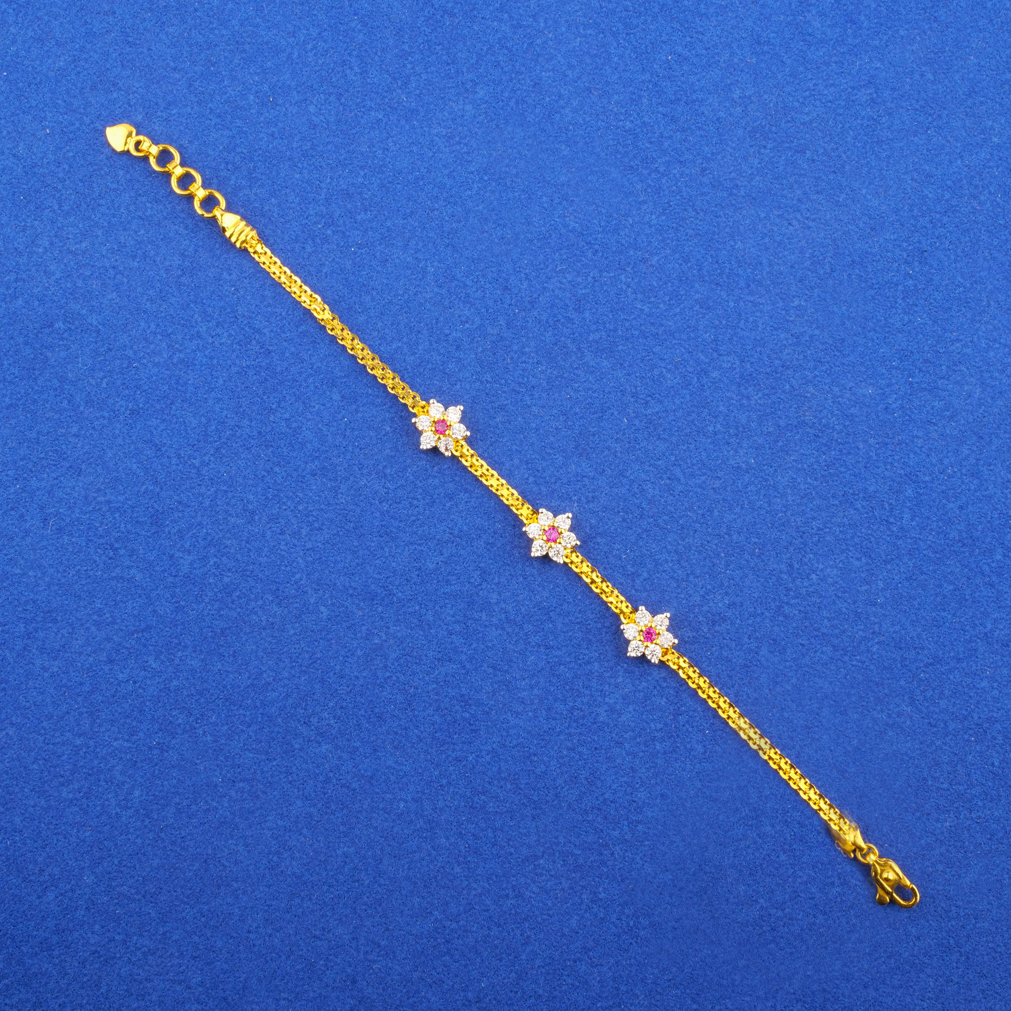 Twenty-Two Karat Gold Cubic Zirconia/Colored Stone Bracelet