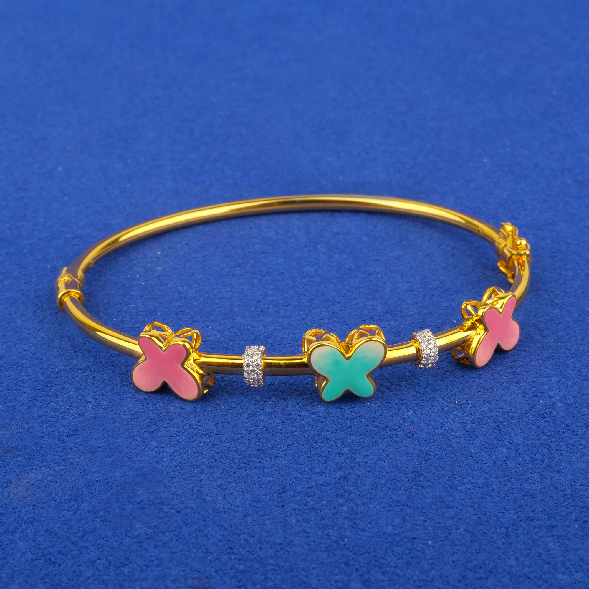 22K Minakari Gold Cubic Zirconia Bangle/Bracelet