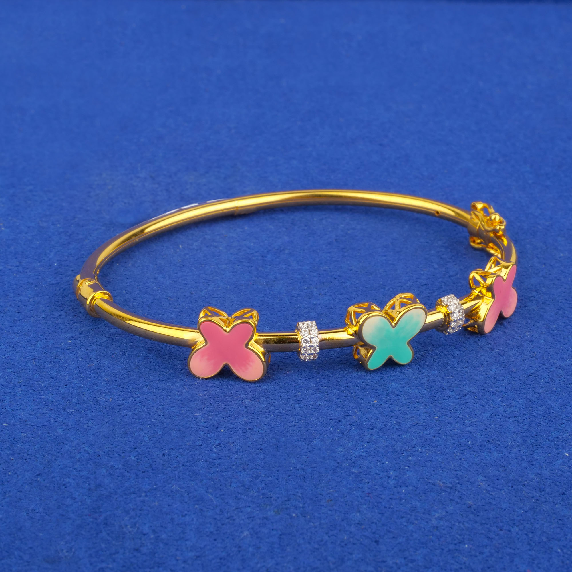 22K Minakari Gold Cubic Zirconia Bangle/Bracelet