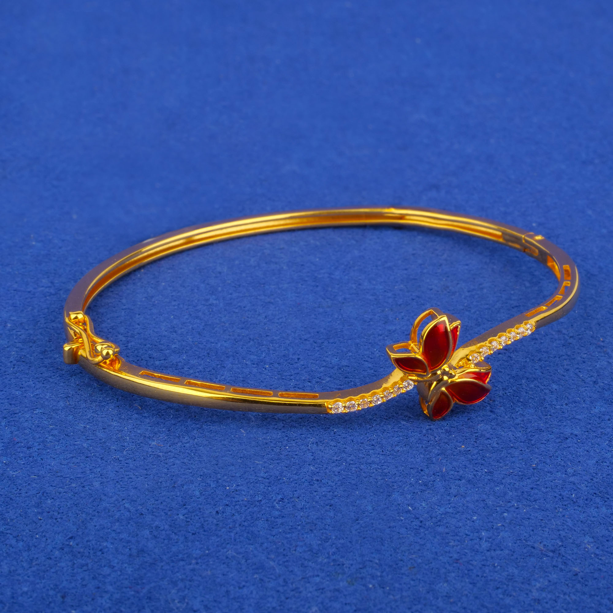 22K Minakari Gold Cubic Zirconia Bangle/Bracelet
