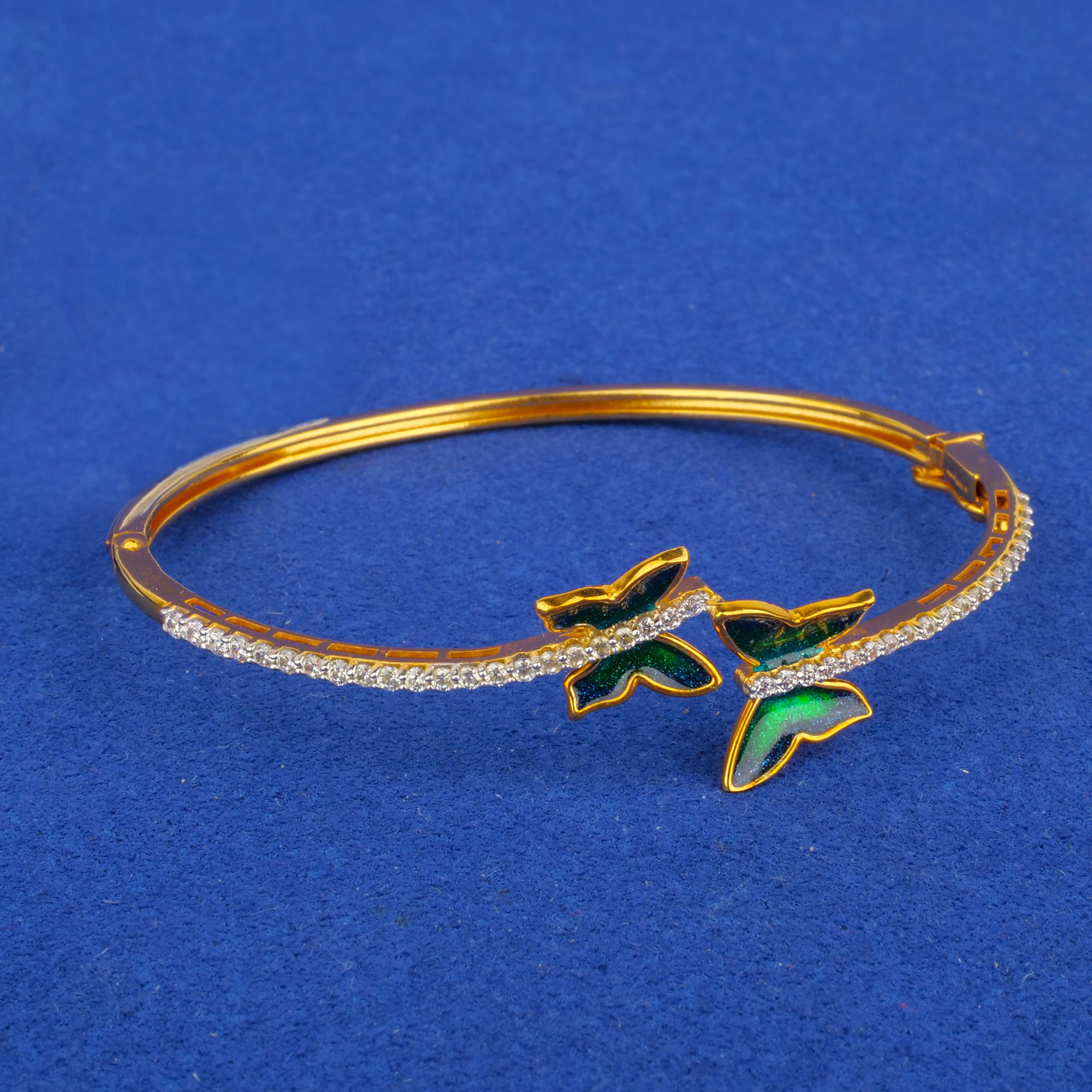 22K Minakari Gold Cubic Zirconia Bangle/Bracelet