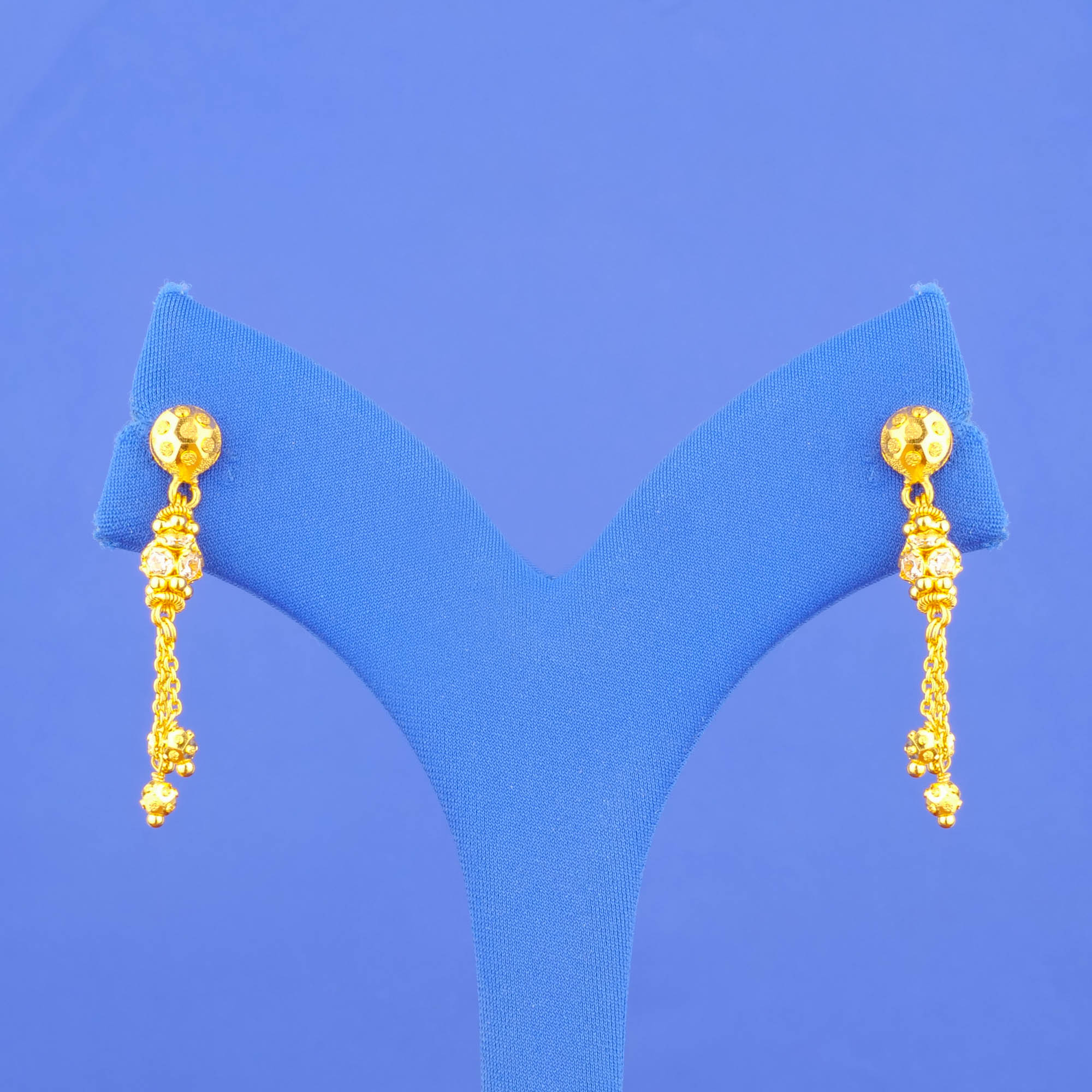 Twenty-Two Karat Gold Cubic Zirconia Earrings