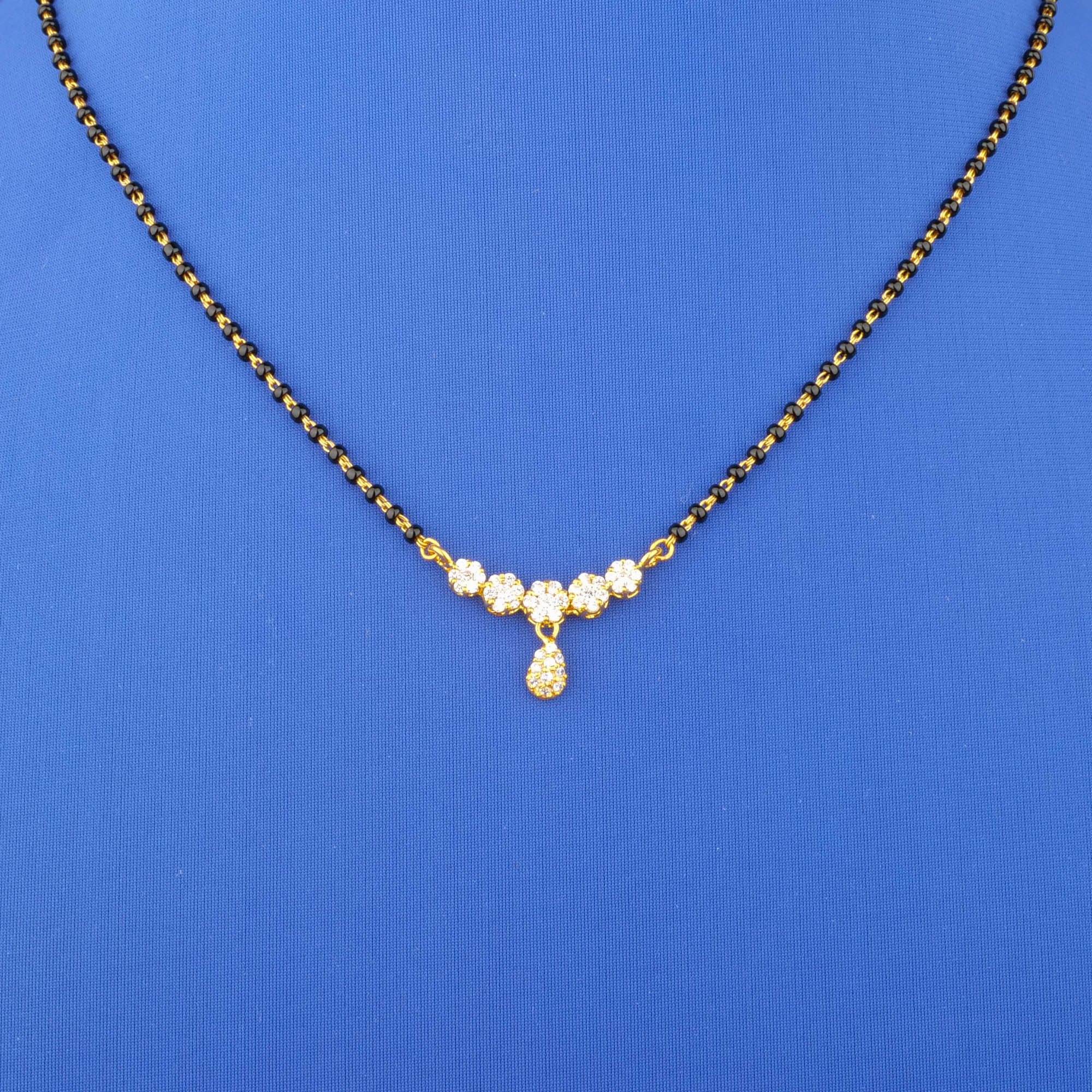 Twenty-Two Karat Gold Cubic Zirconia Mangalsutra Necklace