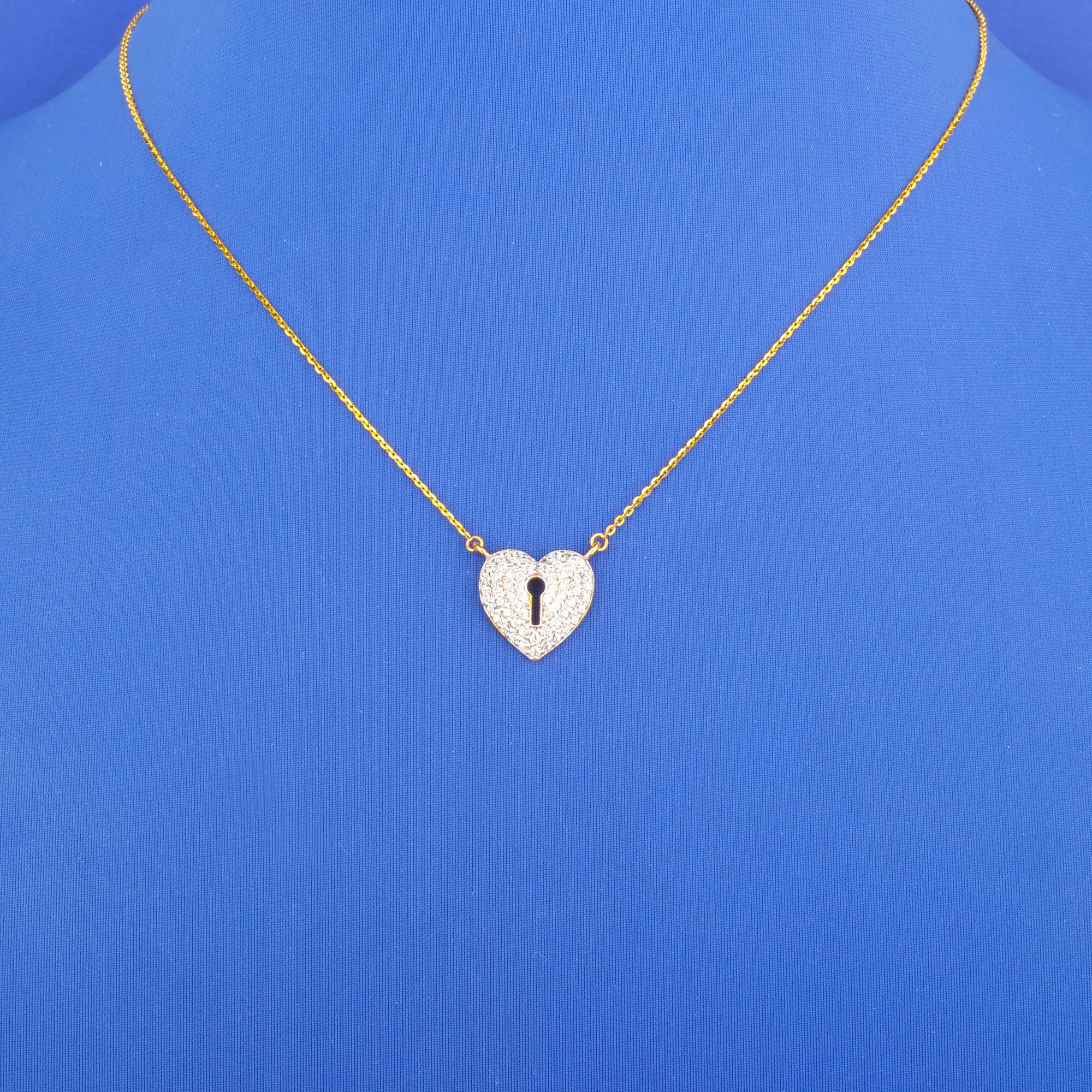 Twenty-Two Karat Gold 'Heart' Cubic Zirconia Necklace