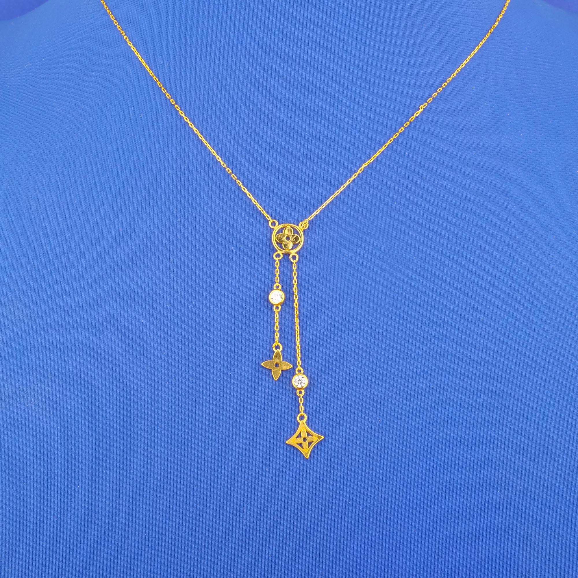22K Gold Cubic Zirconia 'Lariat' Necklace