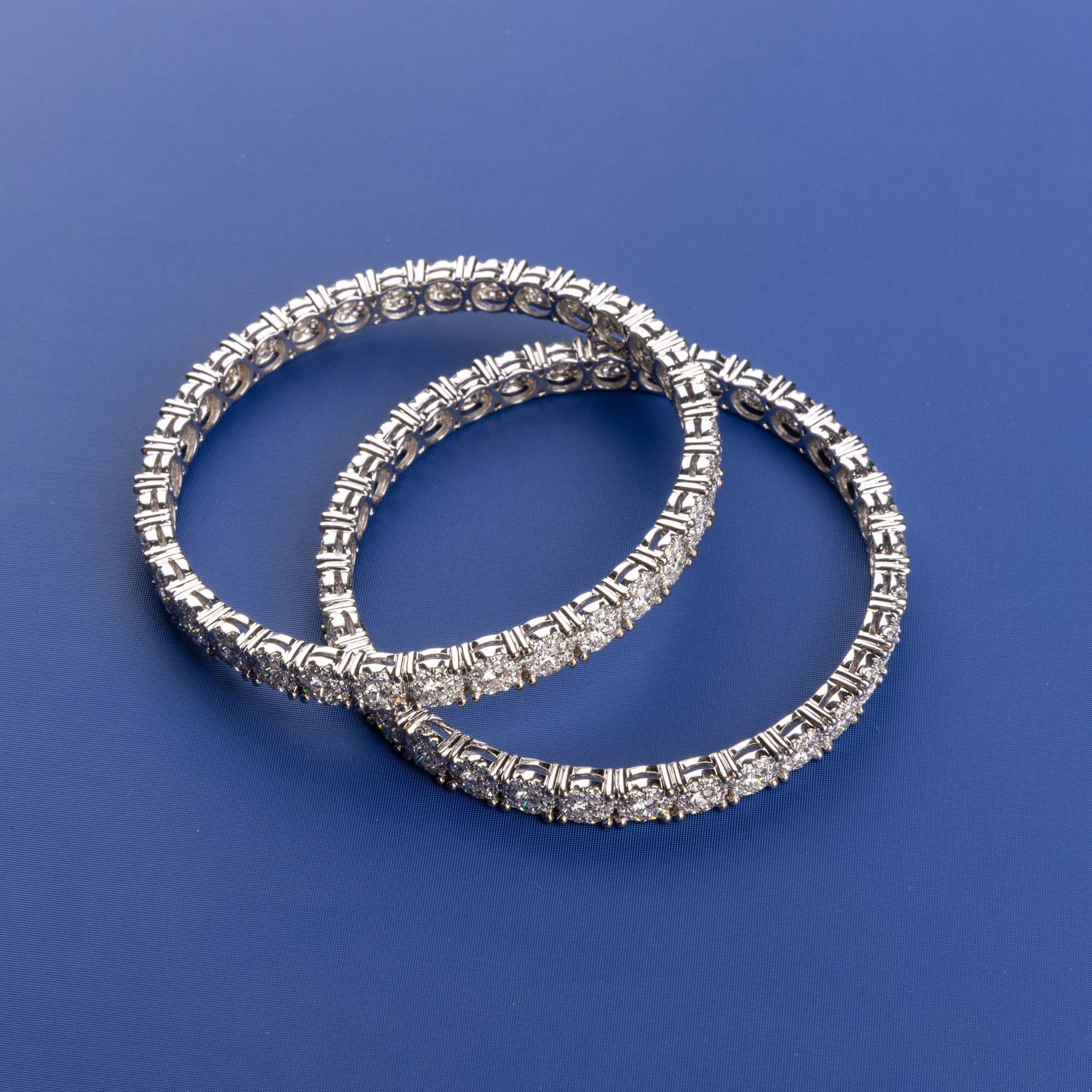 Radiant Opulence: Handmade 18K White Gold Diamond Bangles