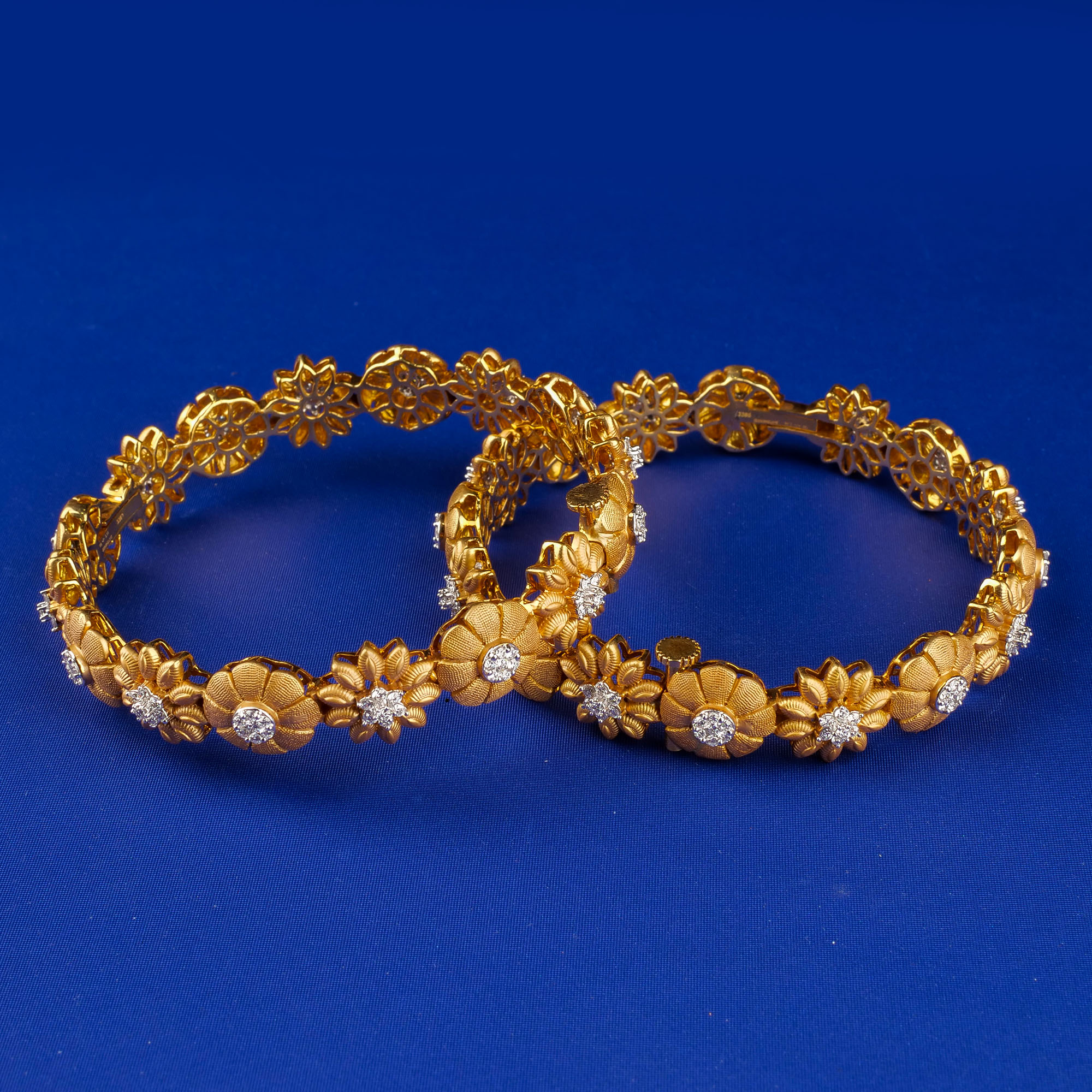 Handmade 18K Yellow Gold Diamond Bangles