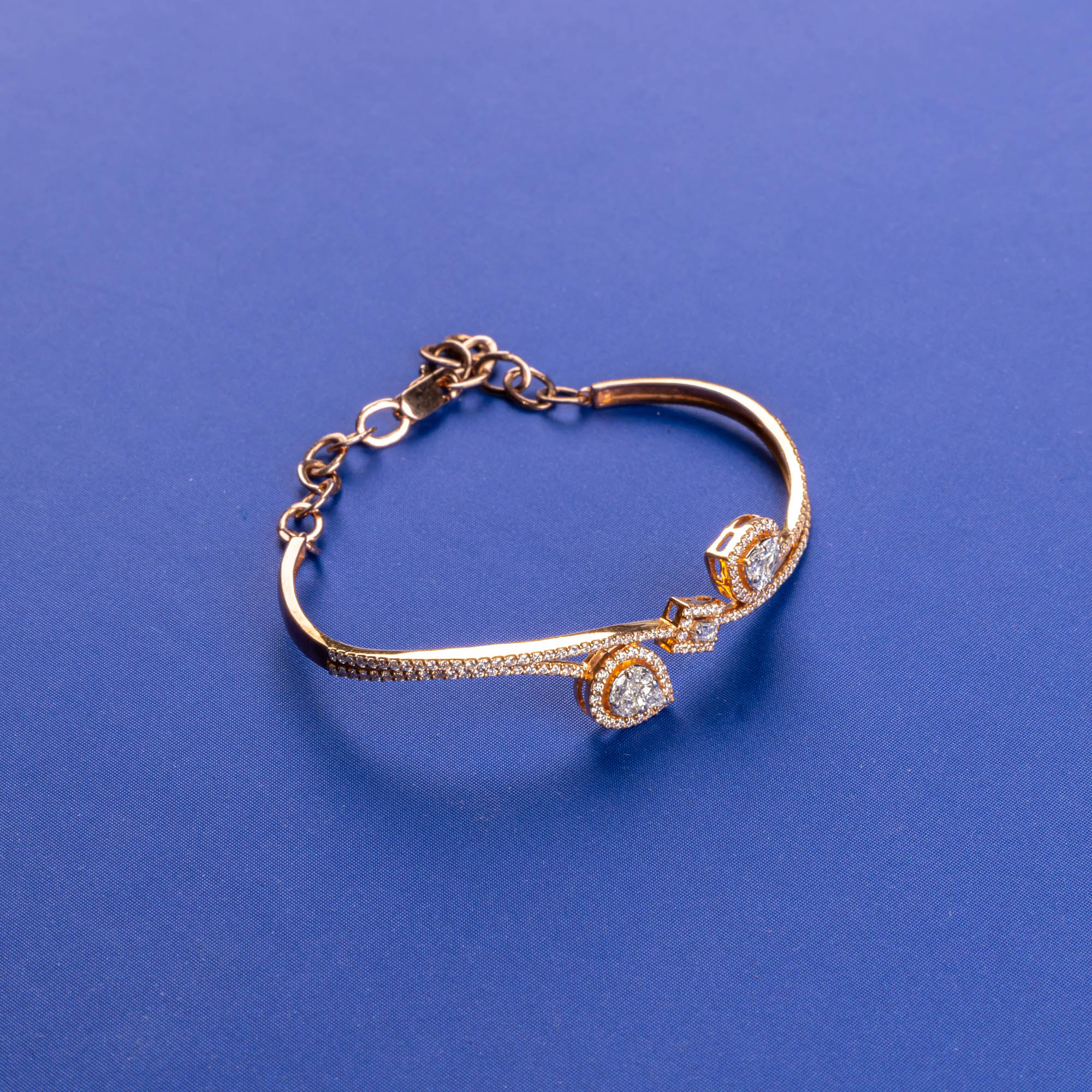 Blushing Beauty: Handmade 18K RG Diamond Bracelet