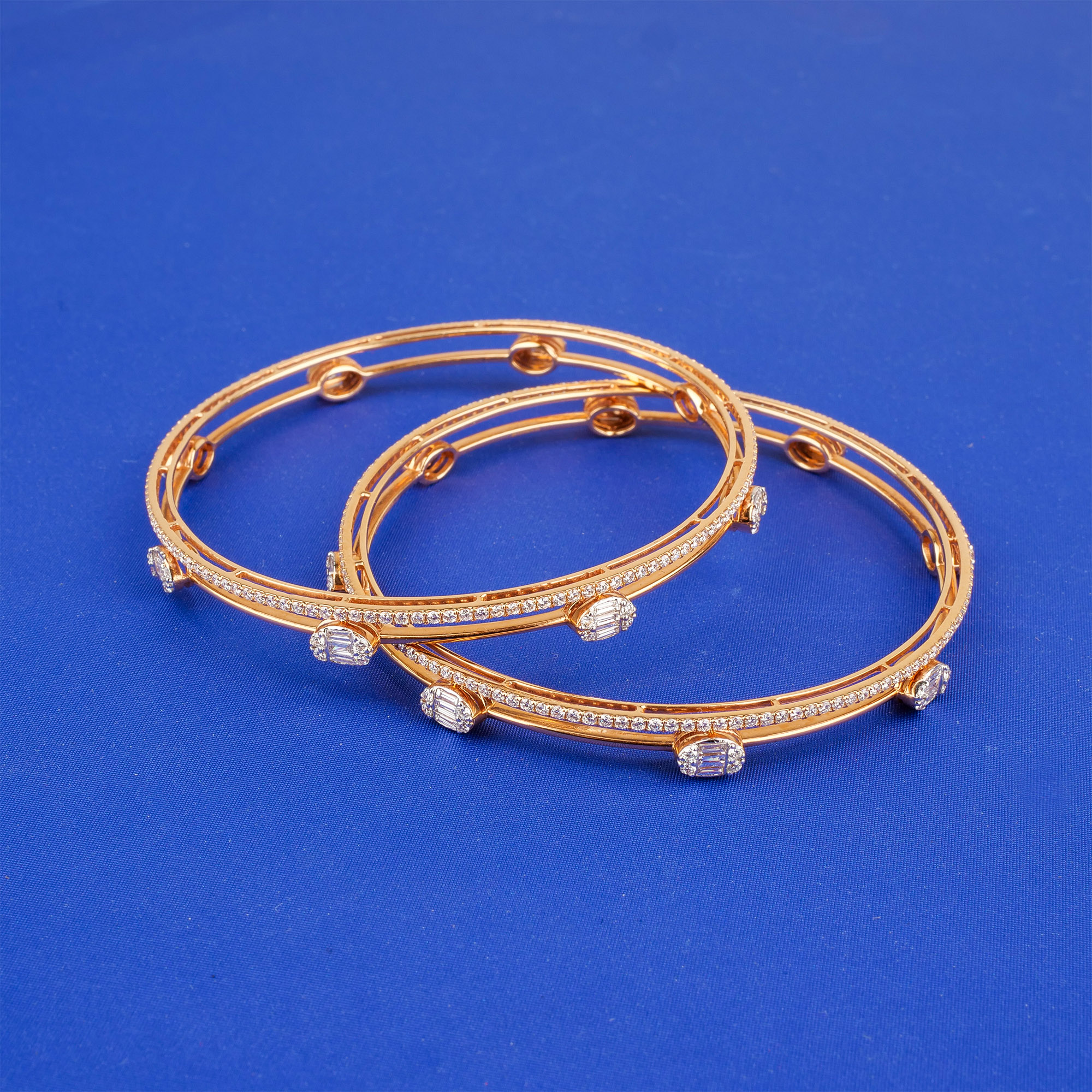 18K Rose Gold Diamond Bangles