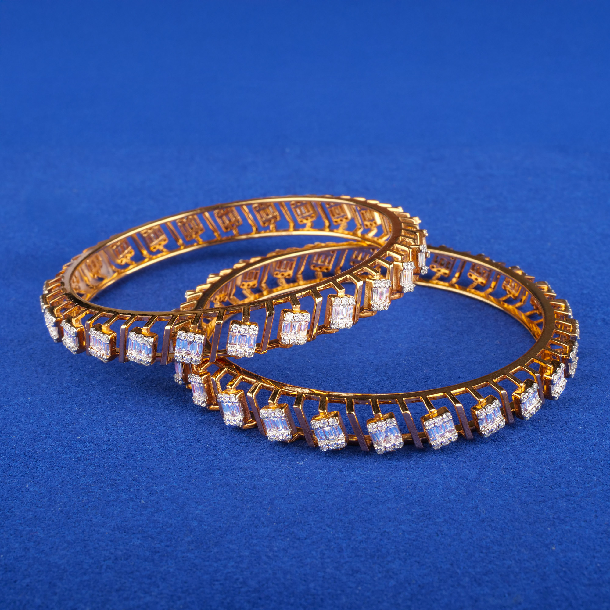 18K Rose Gold Diamond Bangles