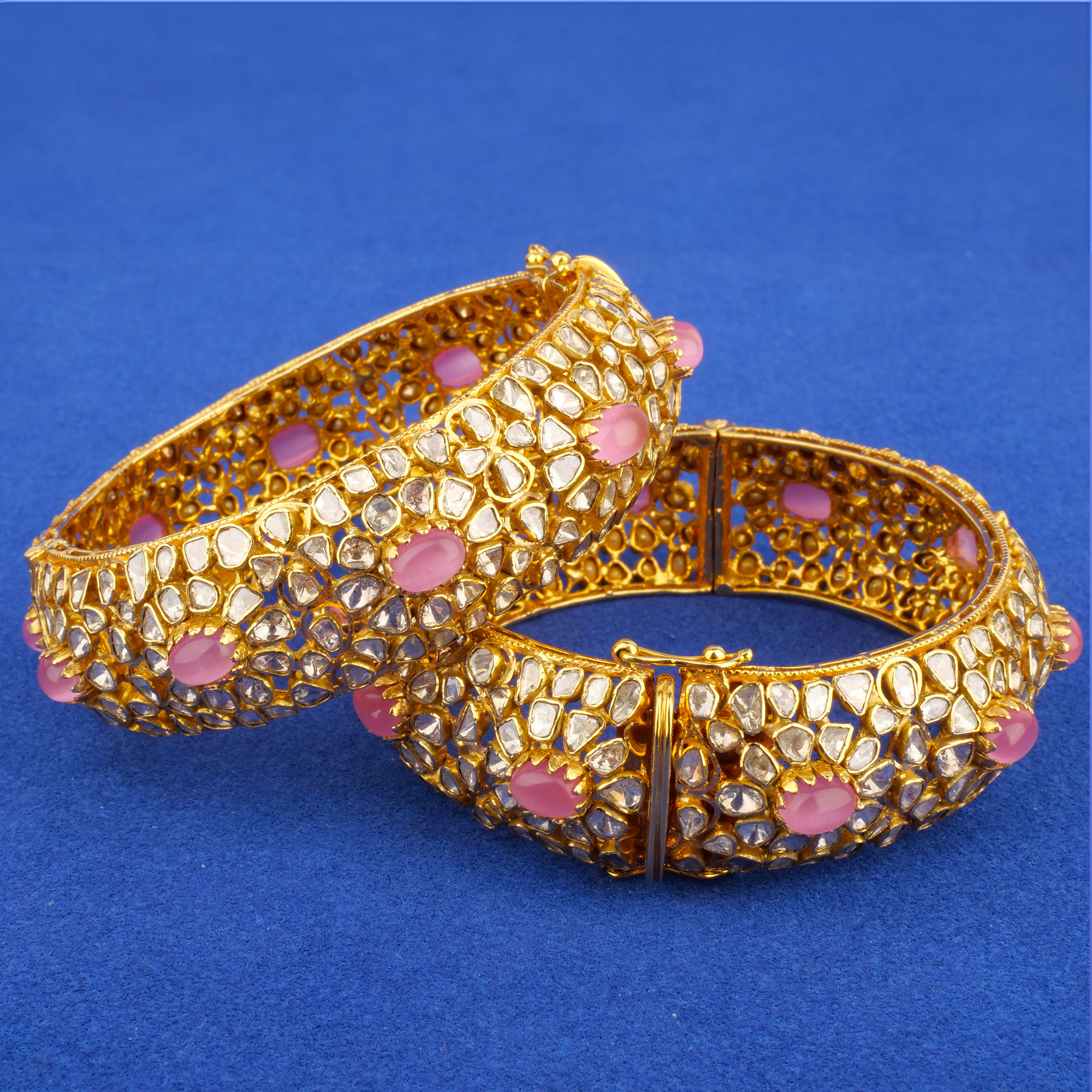 18K Polki Diamond Tourmaline Bangles