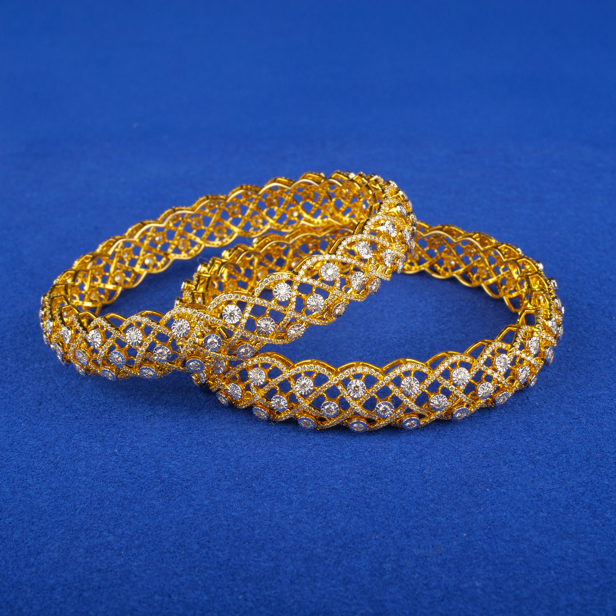 18K Yellow Gold Diamond Bangles