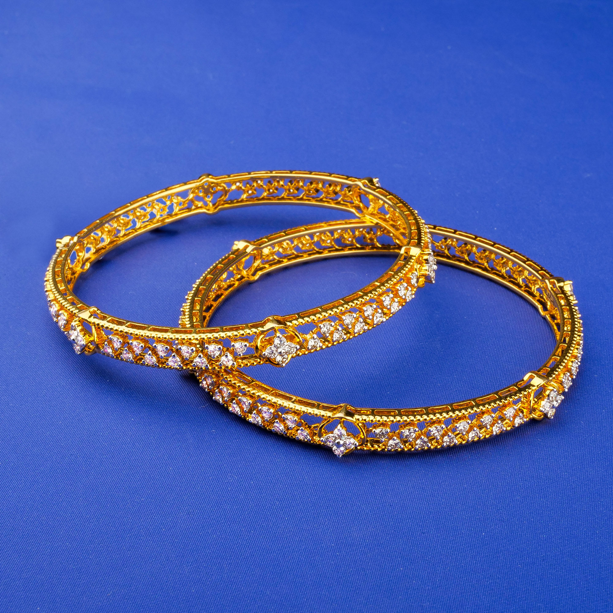 18K Yellow Gold Diamond Bangles