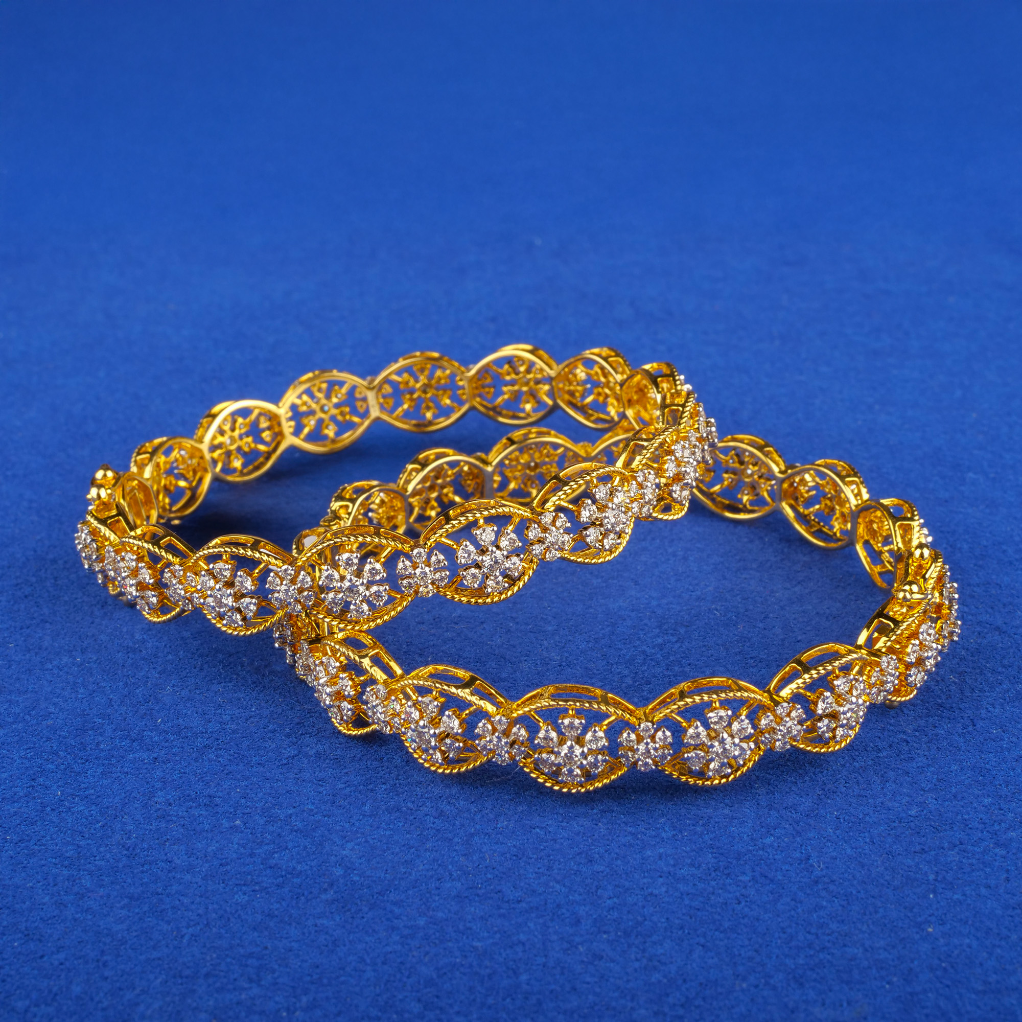 18K Yellow Gold Diamond Bangles
