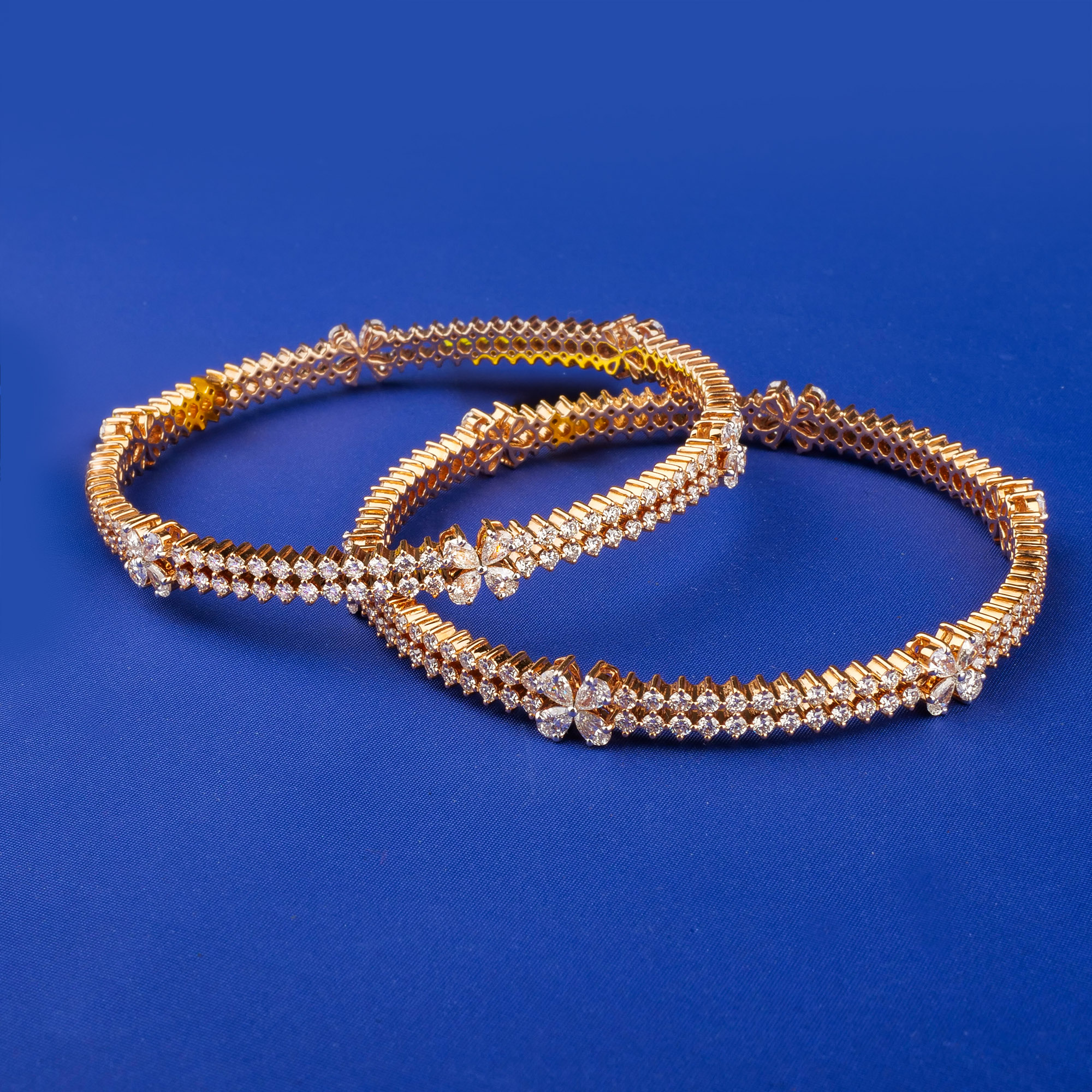 18K Rose Gold Diamond Bangles