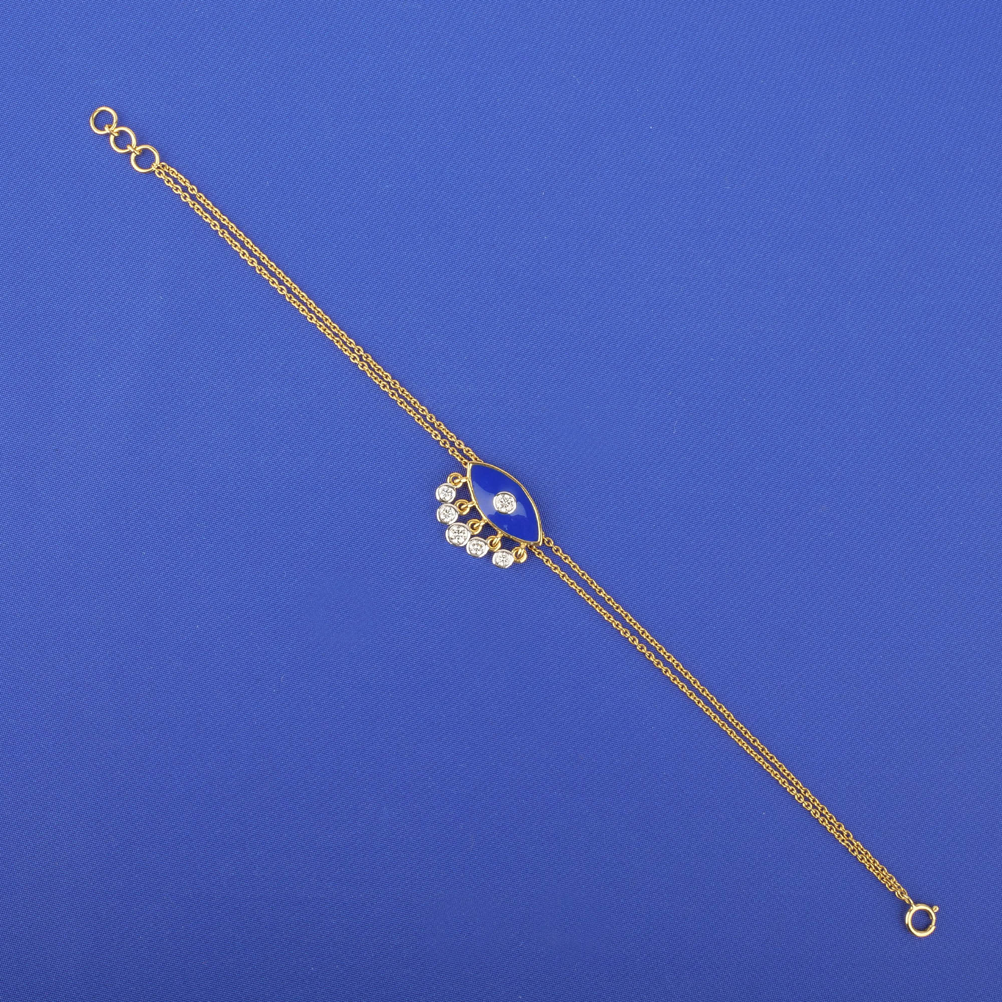 18K Yellow Gold Diamond Enamel Bracelet