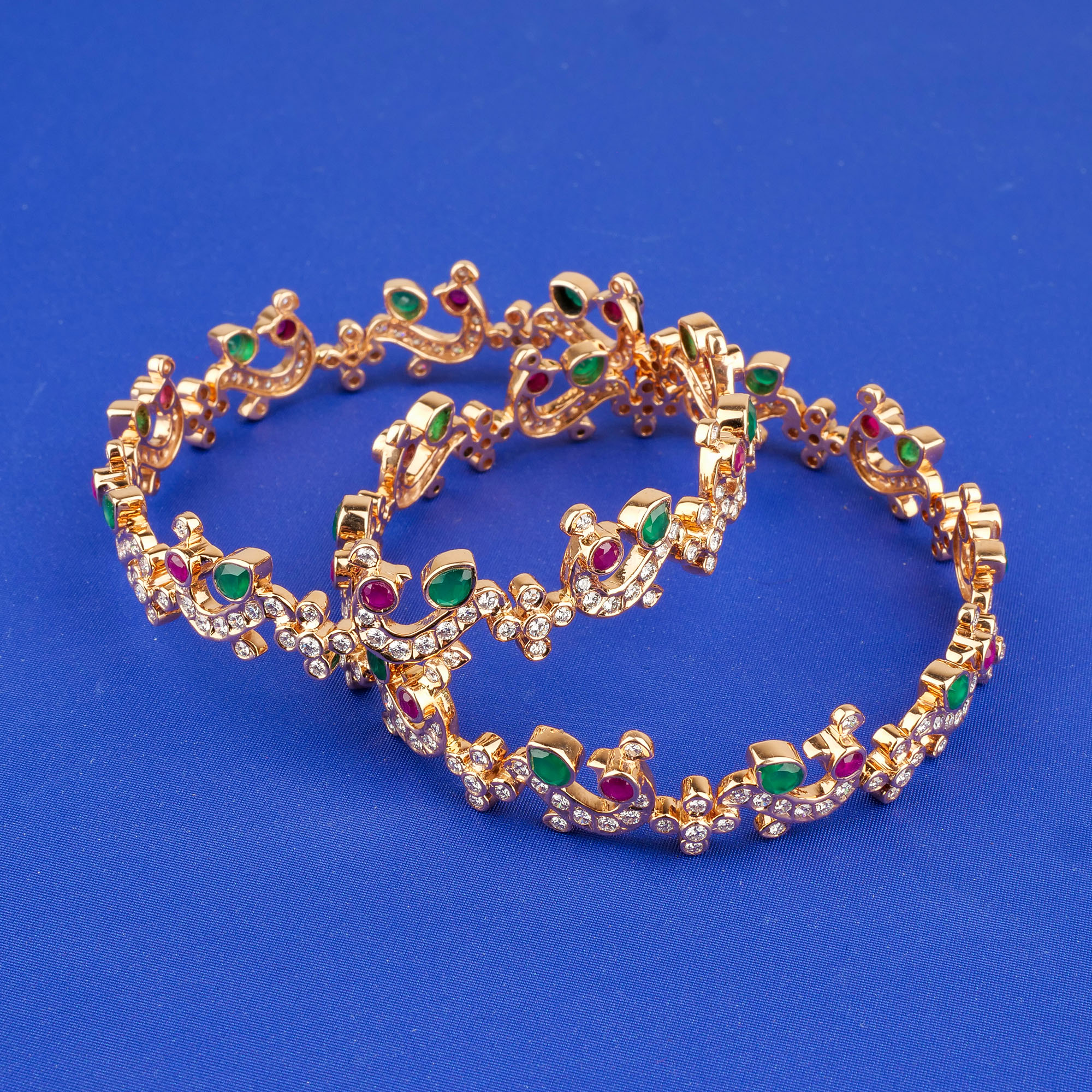 18K Rose Gold Diamond 'Peacock' Bangles